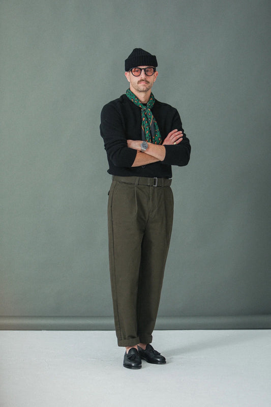 DRAPEAU NOIR Chino Militaire Twill Khaki | Pantalon Coton Premium | Edgar Bdx