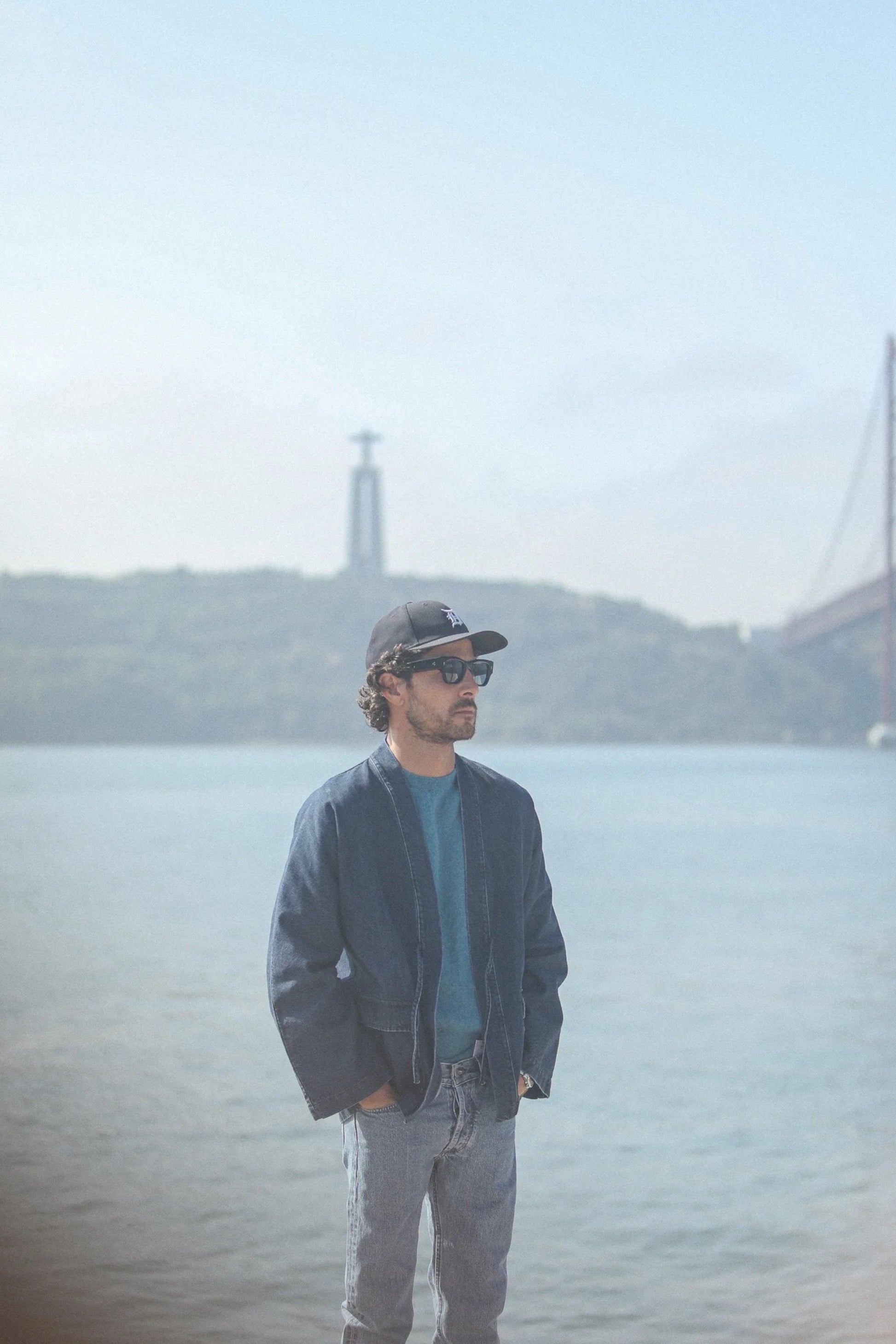 Kimono Drapeau Noir Stonewash - Veste Denim Japonais Noragi