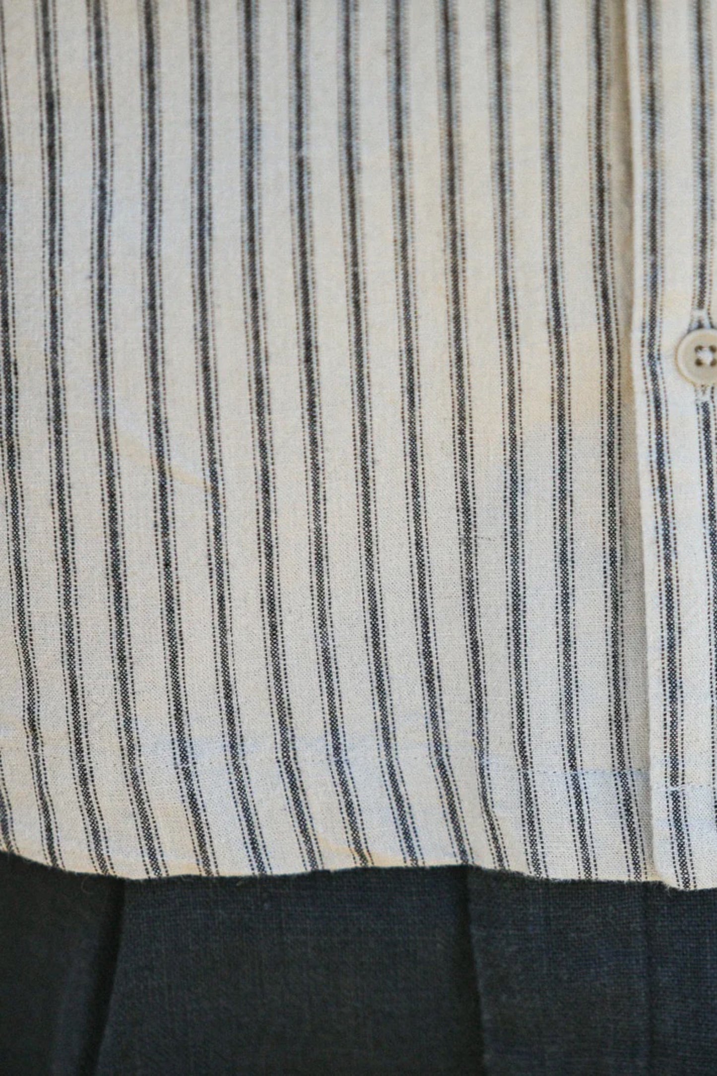 Drapeau Noir Modern Camp Collar Stripes Shirt Beige | Lin Coton Japonais | Edgar Bdx