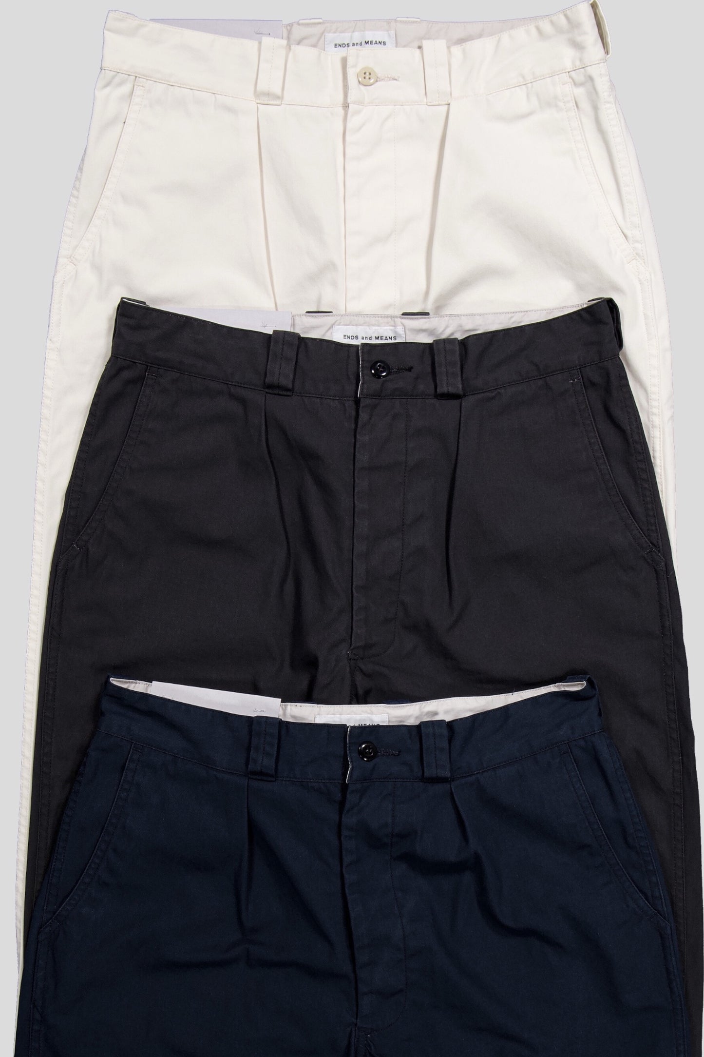 Ends And Means Army Chino Ivory | Pantalon Twill Coton Polyester Made in Japan | Edgar Bdx