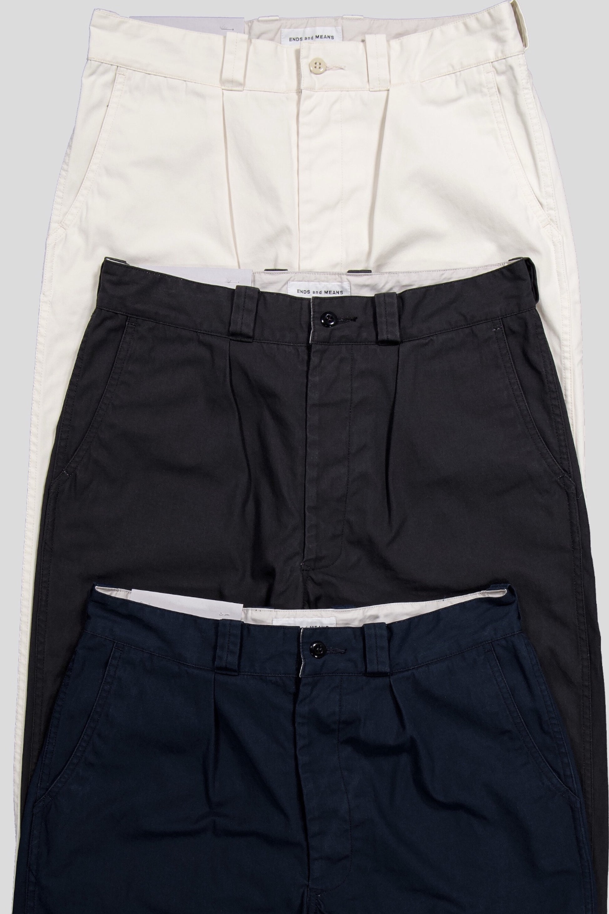 Ends And Means Army Chino Ivory | Pantalon Twill Coton Polyester Made in Japan | Edgar Bdx