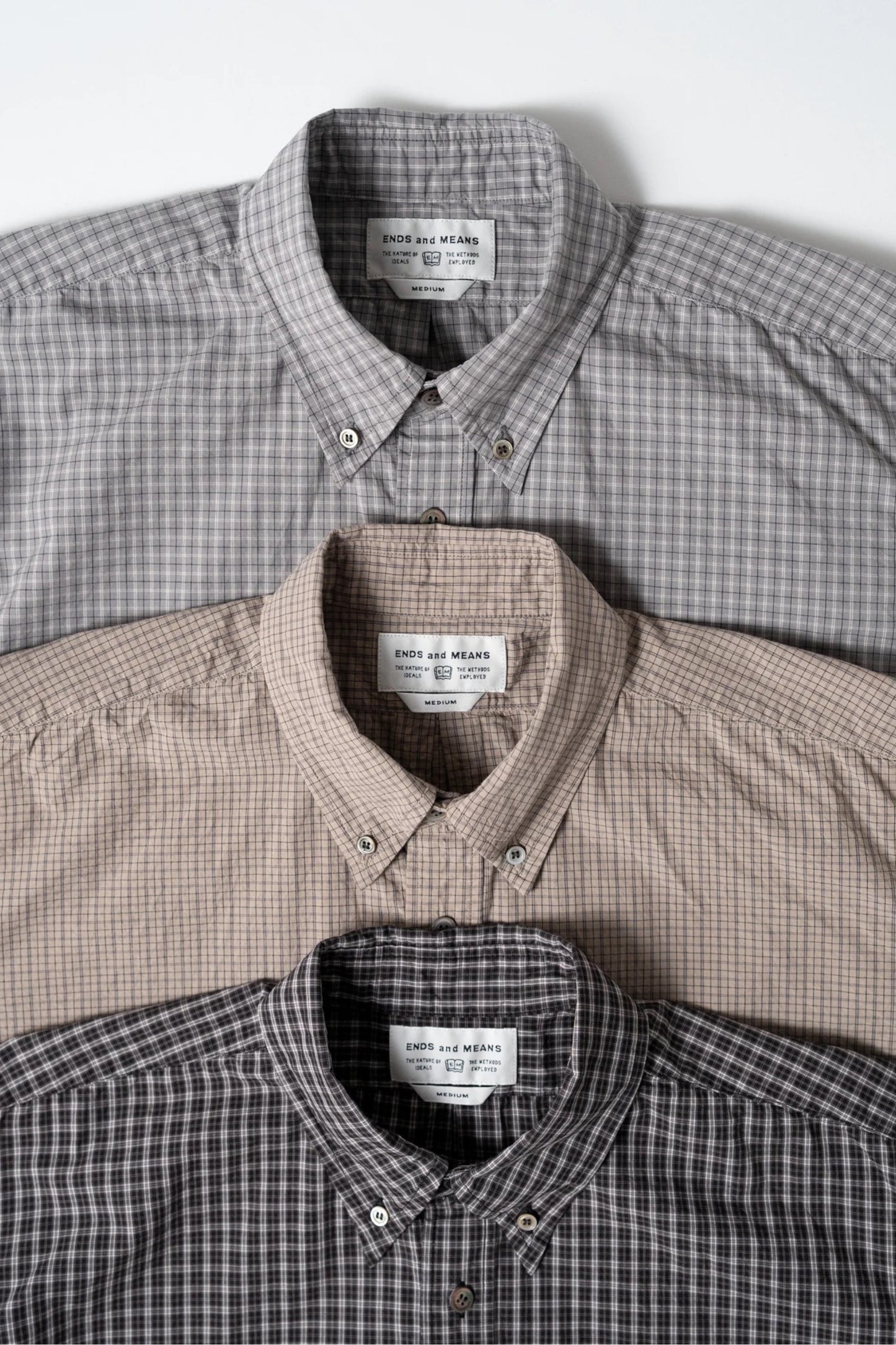 Ends And Means B.D Shirt Beige Check | Chemise Coton Relaxed Made in Japan | Edgar Bdx