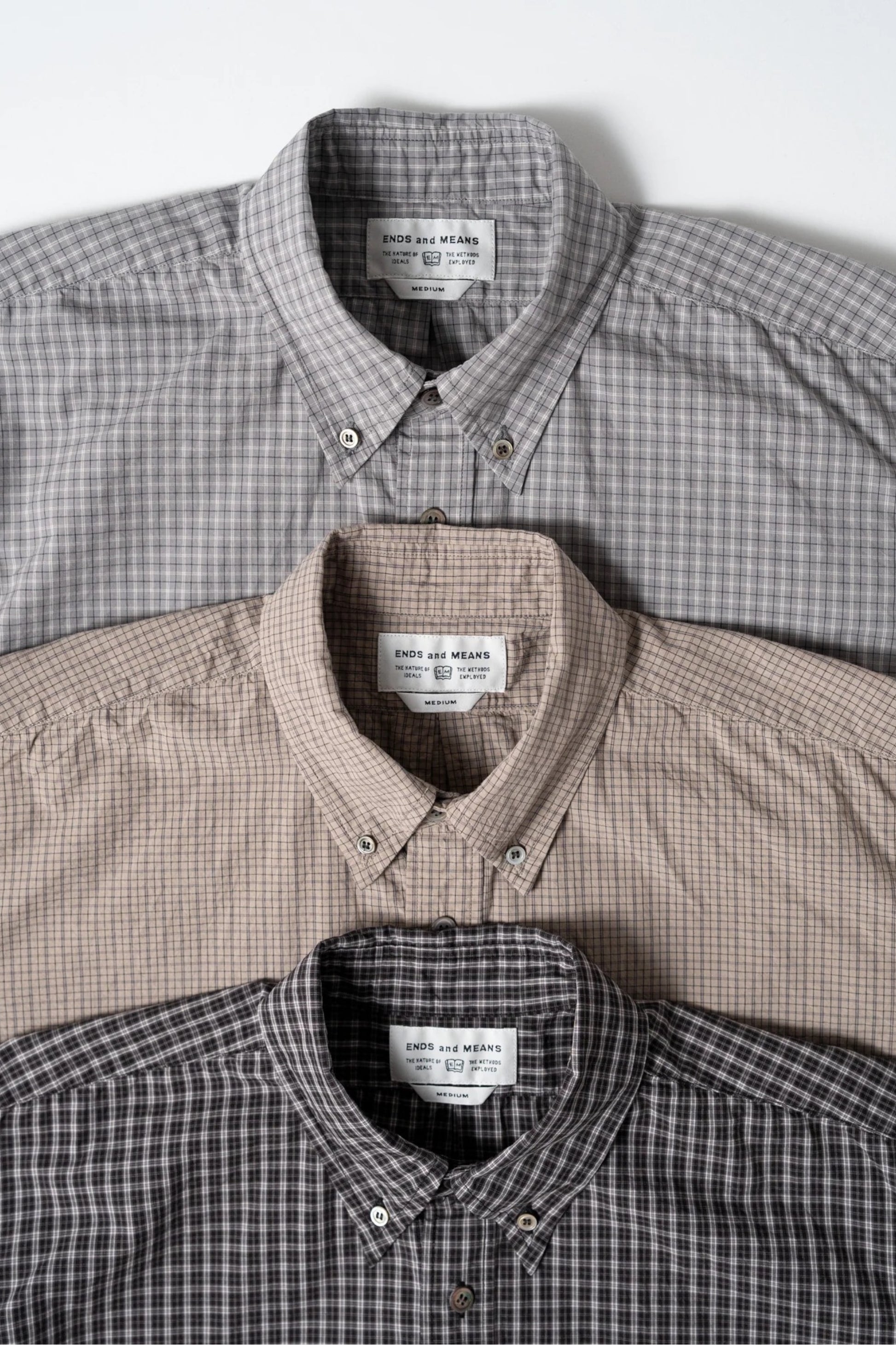 Ends And Means B.D Shirt Beige Check | Chemise Coton Relaxed Made in Japan | Edgar Bdx