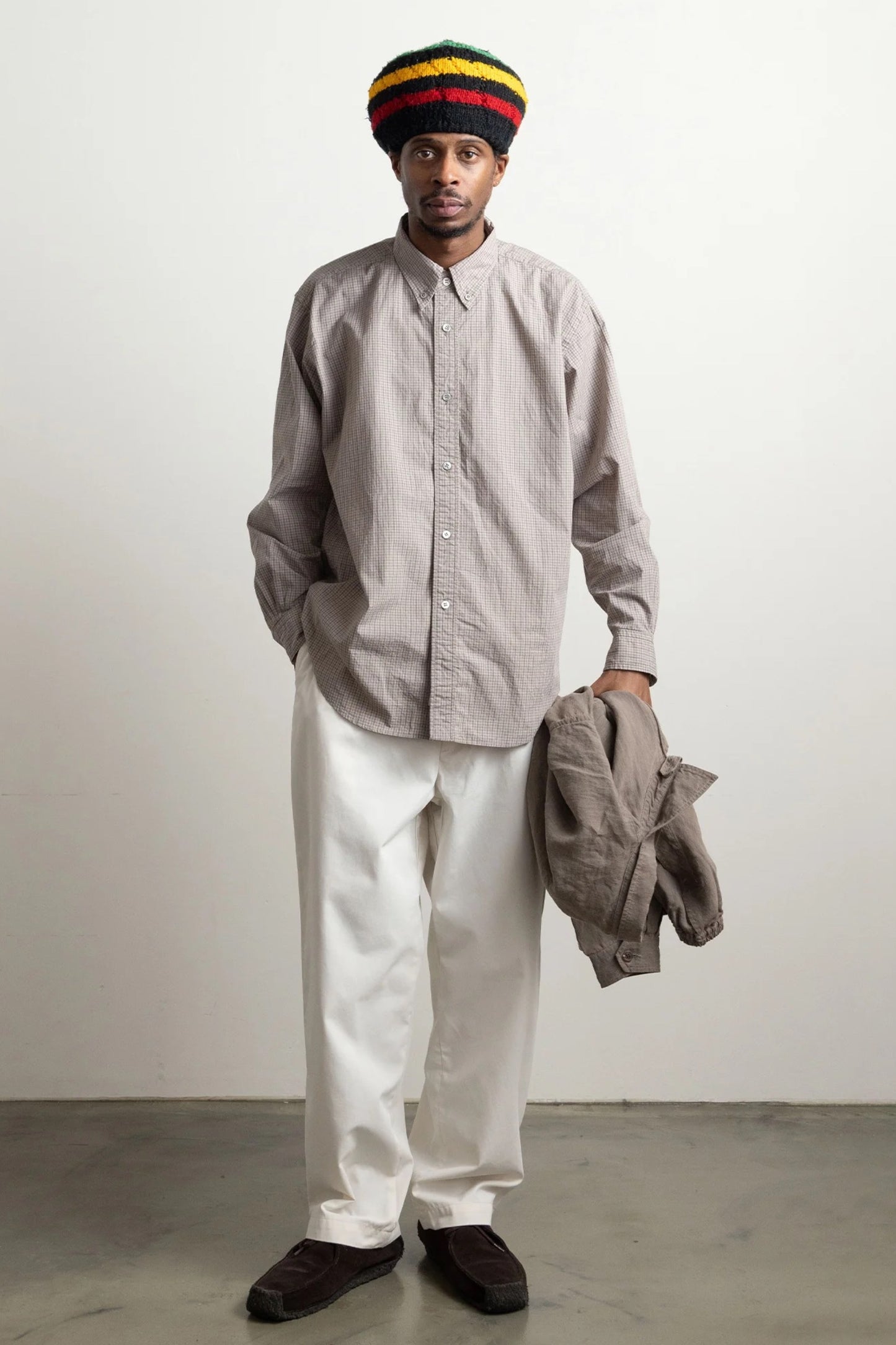 Ends And Means B.D Shirt Beige Check | Chemise Coton Relaxed Made in Japan | Edgar Bdx