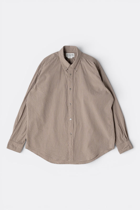 Ends And Means B.D Shirt Beige Check | Chemise Coton Relaxed Made in Japan | Edgar Bdx