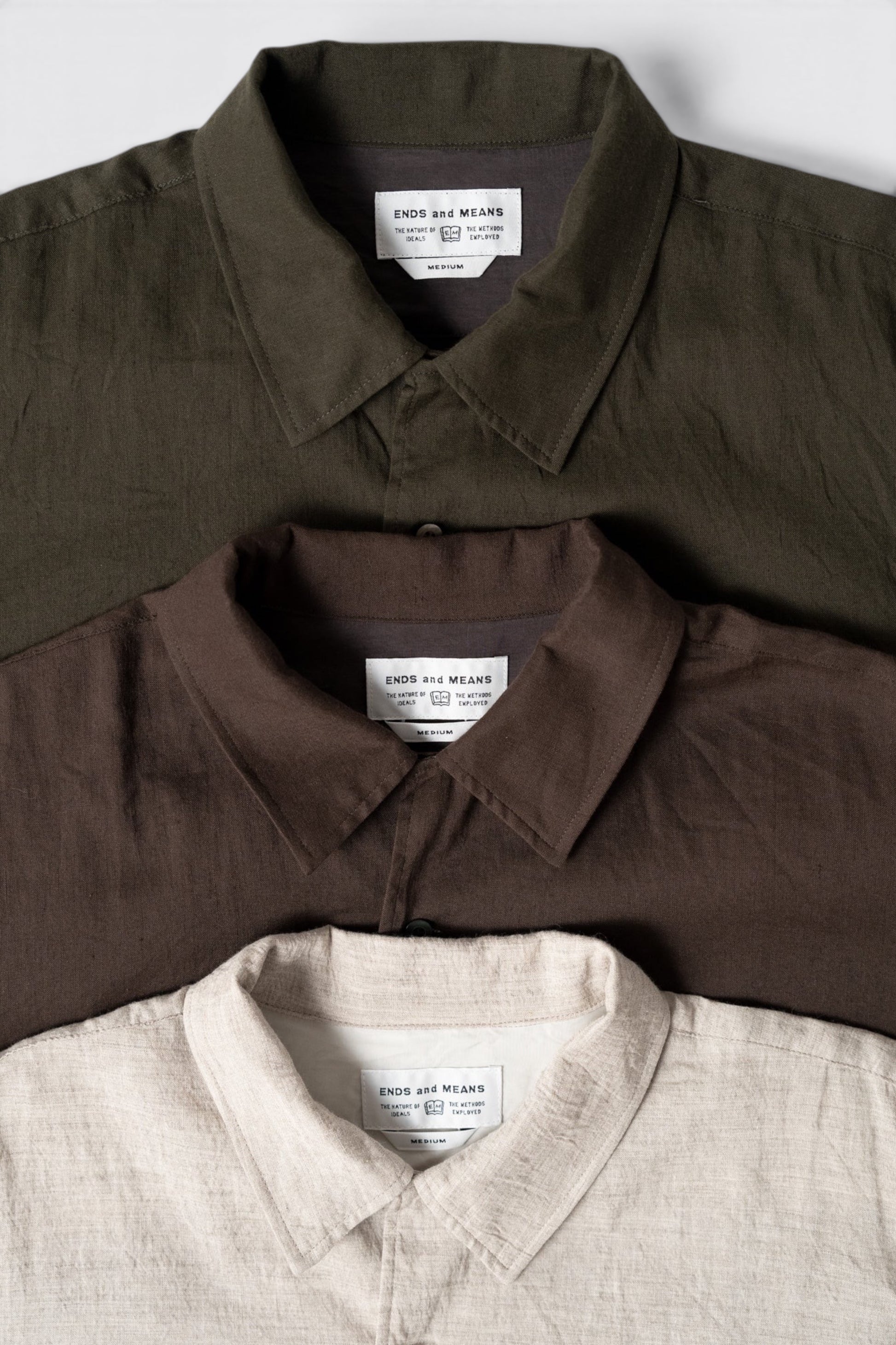 Ends And Means Carlo L/S Shirts Natural | Chemise Lin Coton Laine Made in Japan | Edgar Bdx