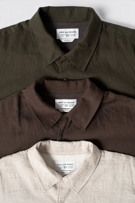 Ends And Means Carlo L/S Shirts Natural | Chemise Lin Coton Laine Made in Japan | Edgar Bdx