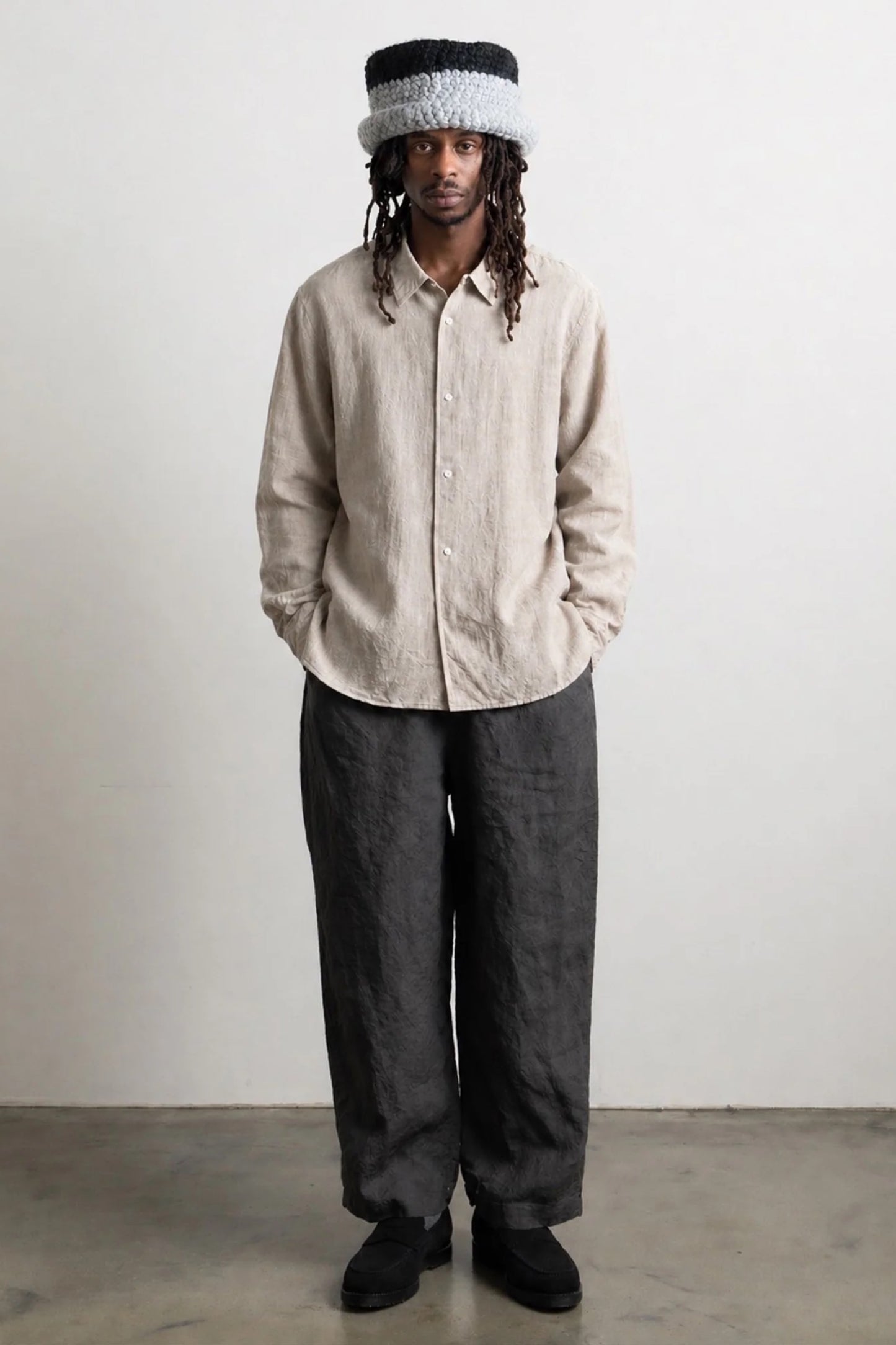 Ends And Means Carlo L/S Shirts Natural | Chemise Lin Coton Laine Made in Japan | Edgar Bdx