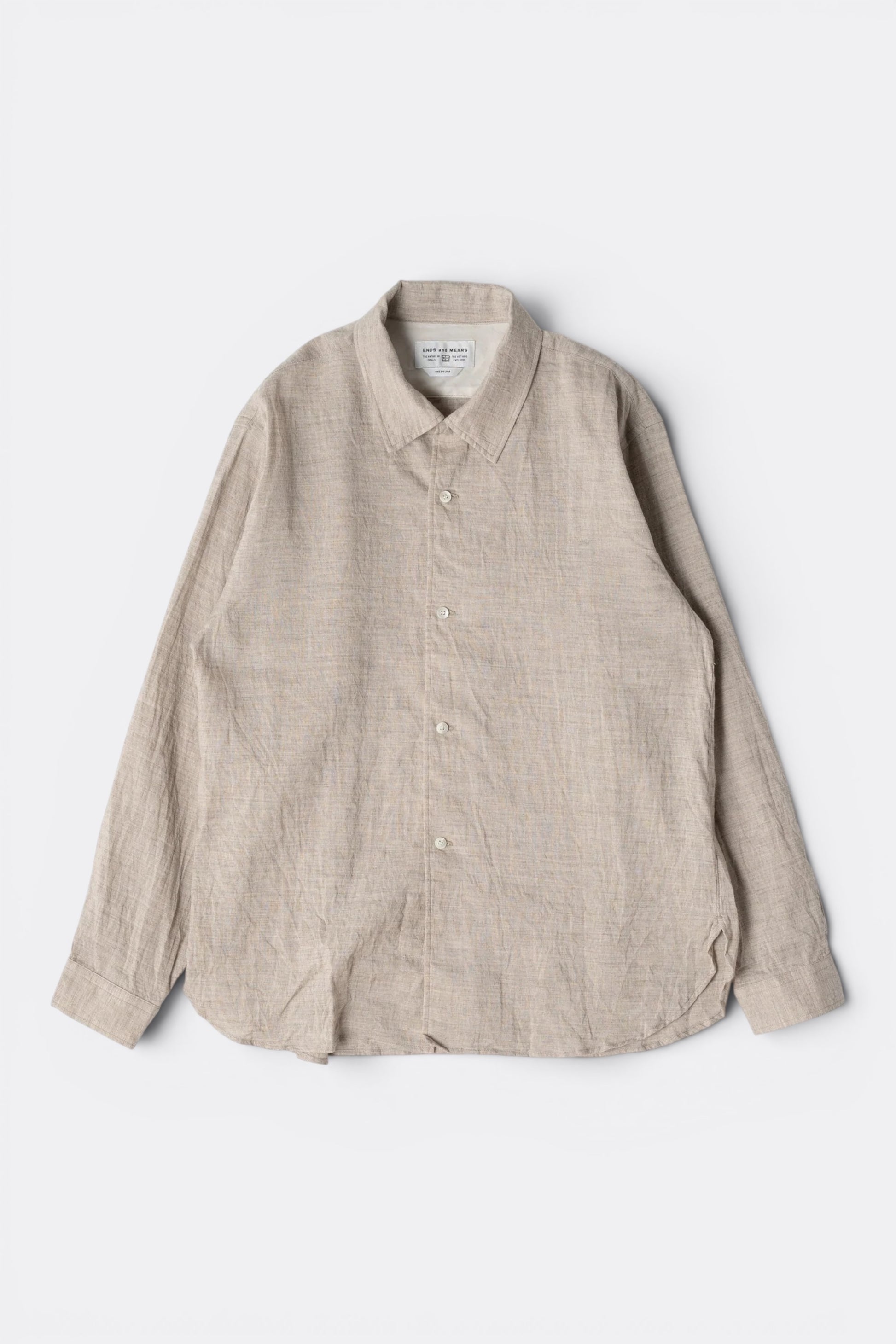 Ends And Means Carlo L/S Shirts Natural | Chemise Lin Coton Laine Made in Japan | Edgar Bdx