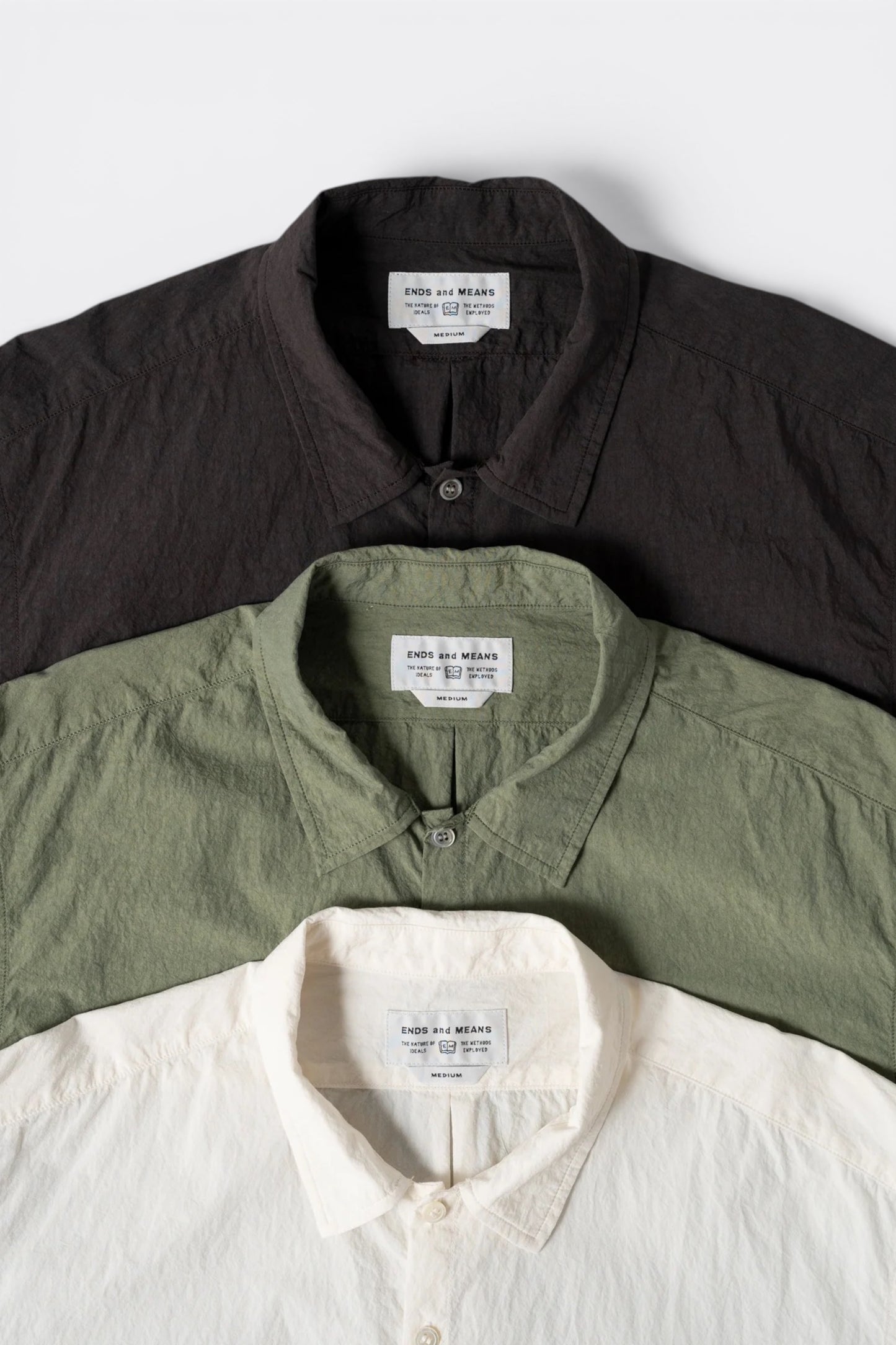 Ends And Means Nizza L/S Shirts Matcha | Chemise Coton Nylon Popover Made in Japan | Edgar Bdx