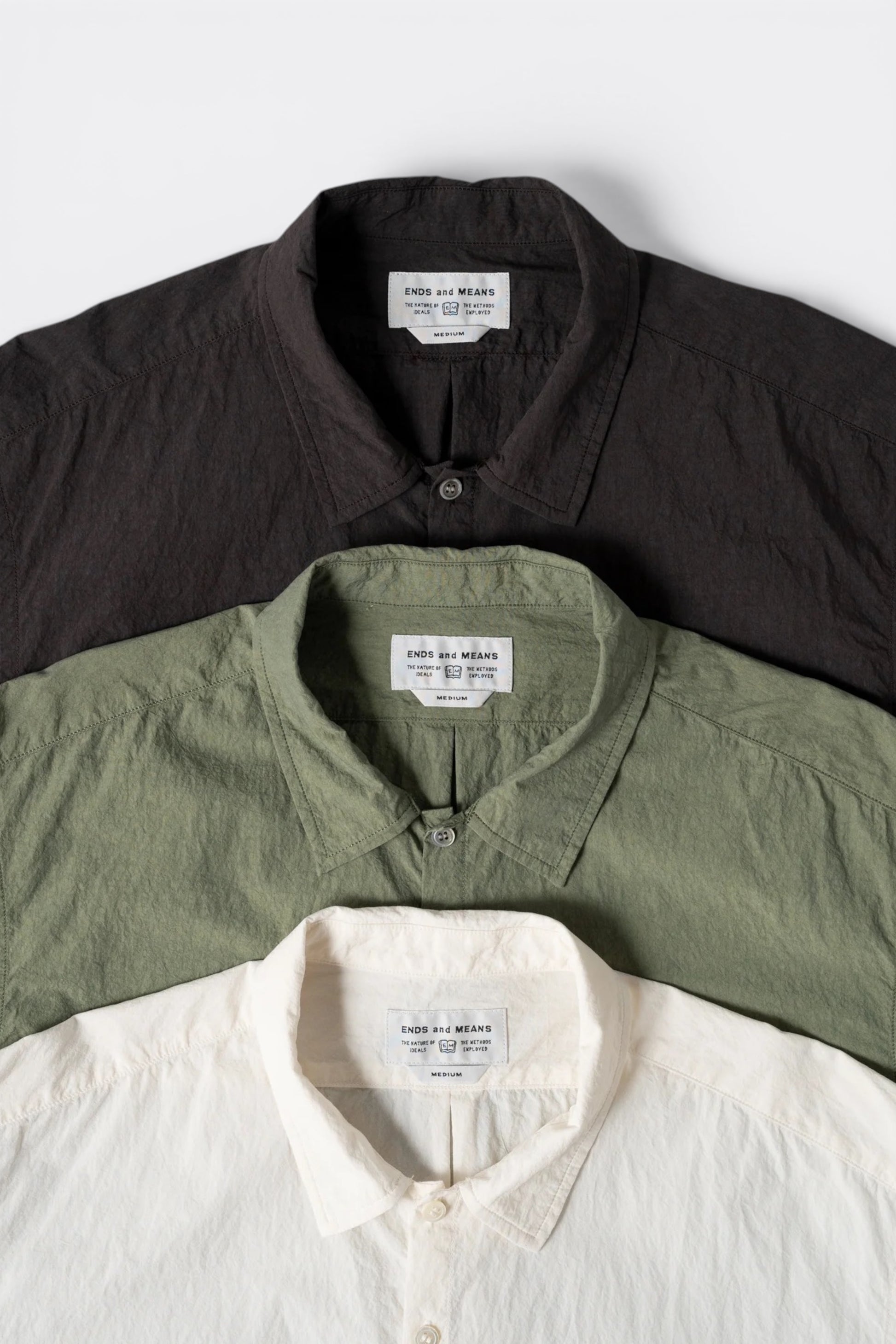 Ends And Means Nizza L/S Shirts Matcha | Chemise Coton Nylon Popover Made in Japan | Edgar Bdx