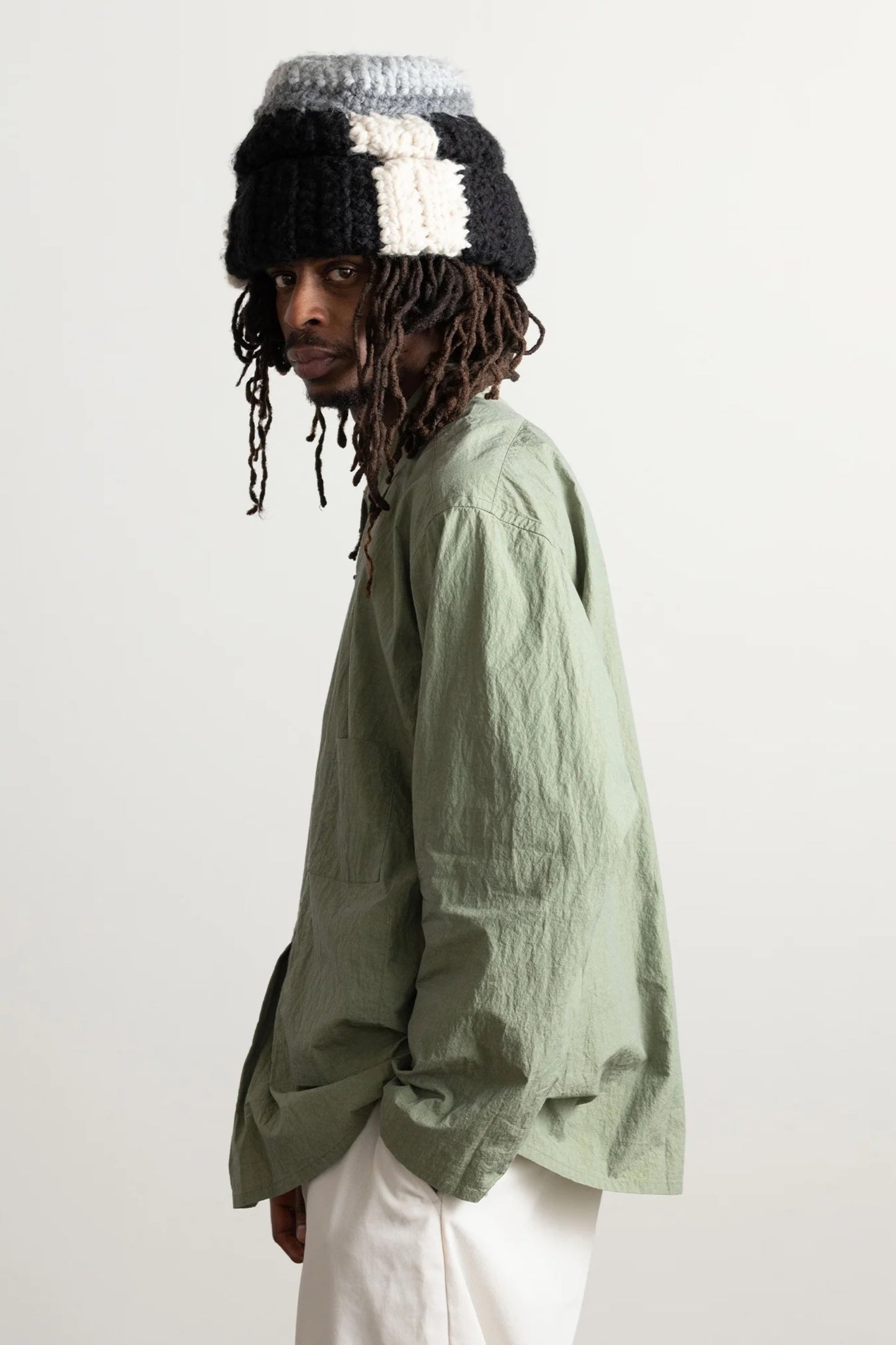 Ends And Means Nizza L/S Shirts Matcha | Chemise Coton Nylon Popover Made in Japan | Edgar Bdx