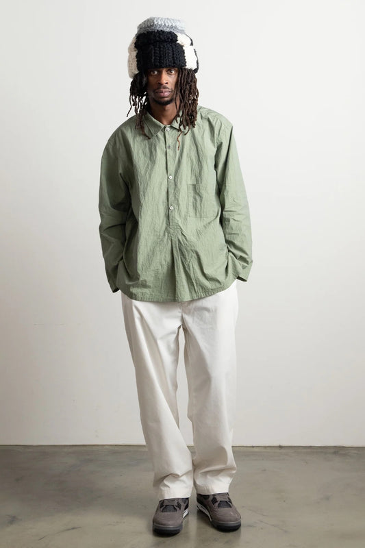Ends And Means Nizza L/S Shirts Matcha | Chemise Coton Nylon Popover Made in Japan | Edgar Bdx