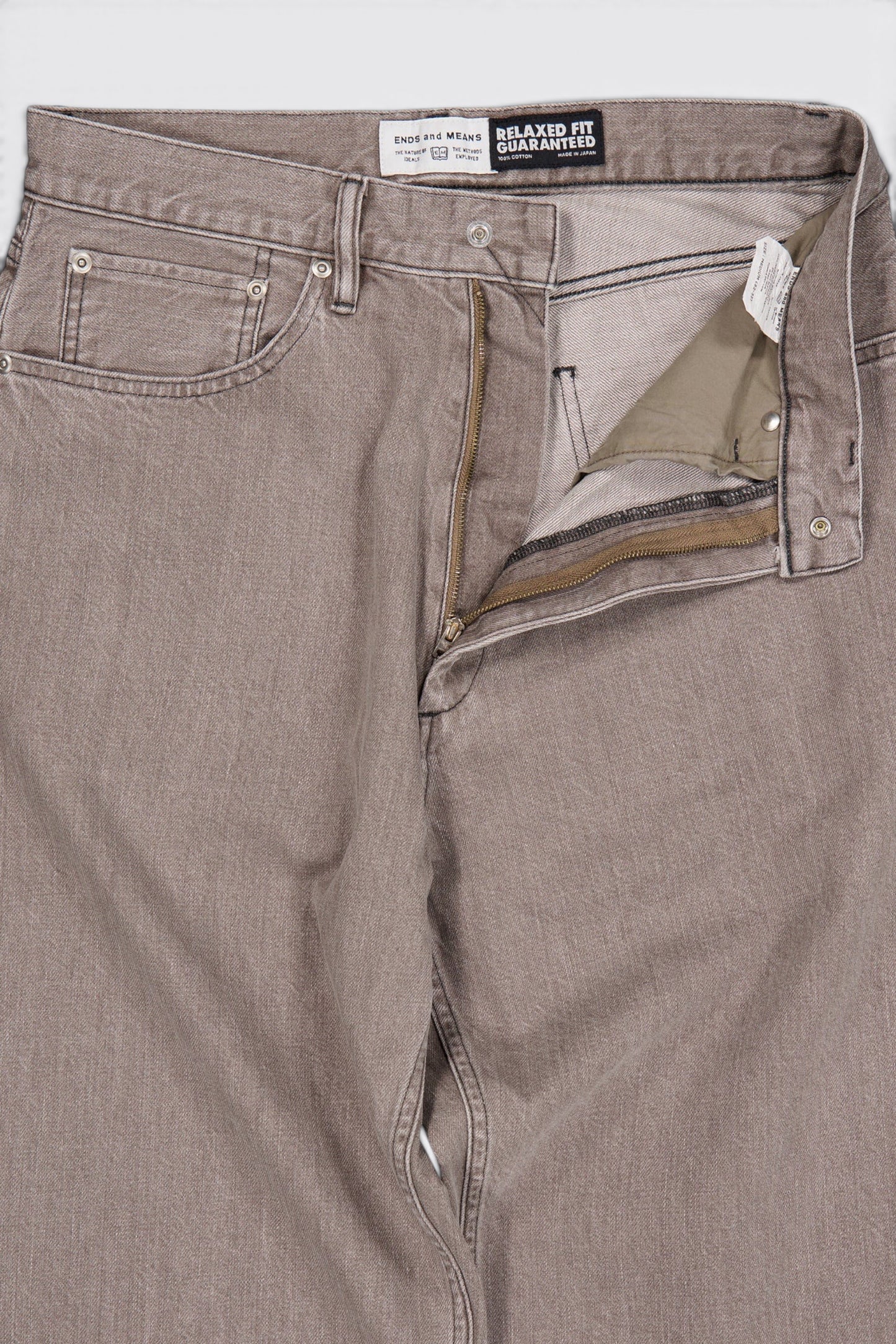 Ends And Means Relaxed Fit 5 Pockets Denim Washed Moca | Jean Coton 12oz Made in Japan | Edgar Bdx