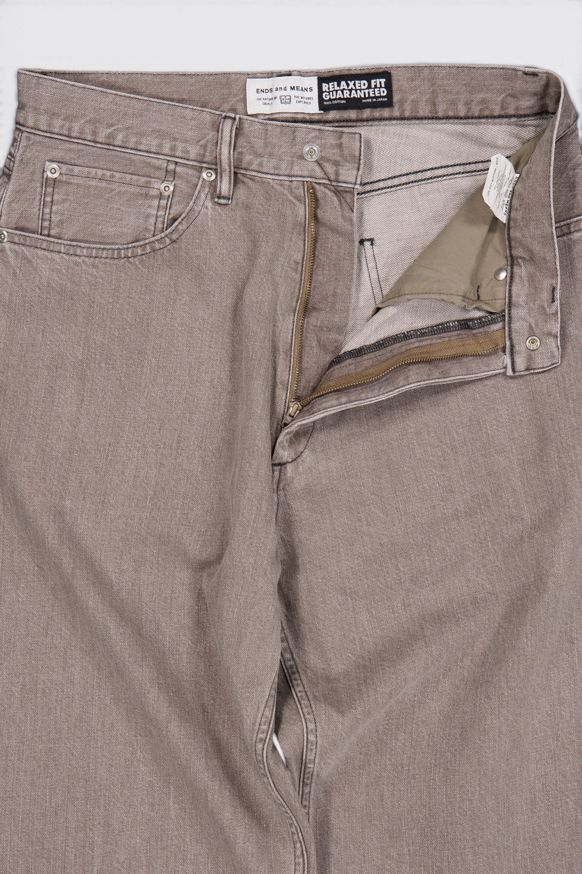Ends And Means Relaxed Fit 5 Pockets Denim Washed Moca | Jean Coton 12oz Made in Japan | Edgar Bdx