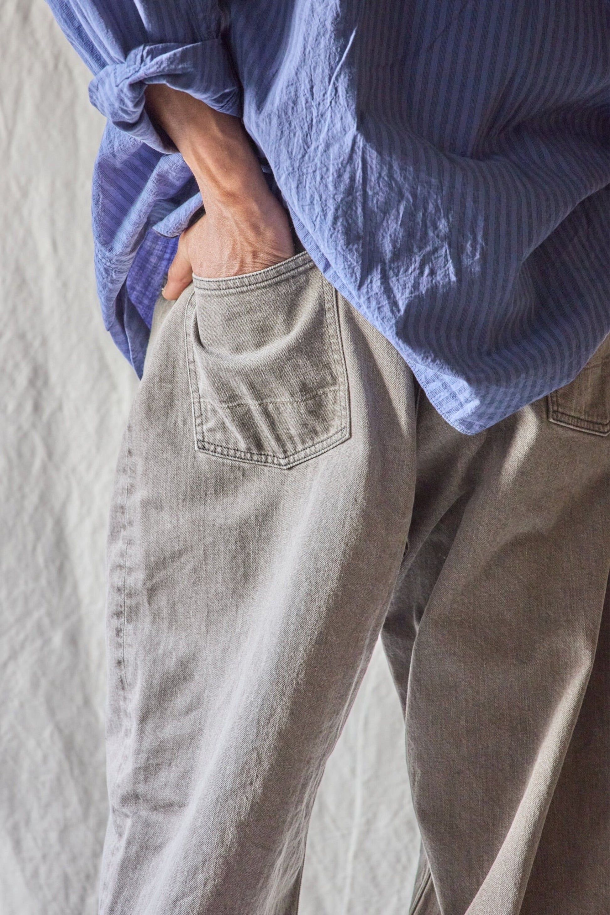 Ends And Means Relaxed Fit 5 Pockets Denim Washed Moca | Jean Coton 12oz Made in Japan | Edgar Bdx
