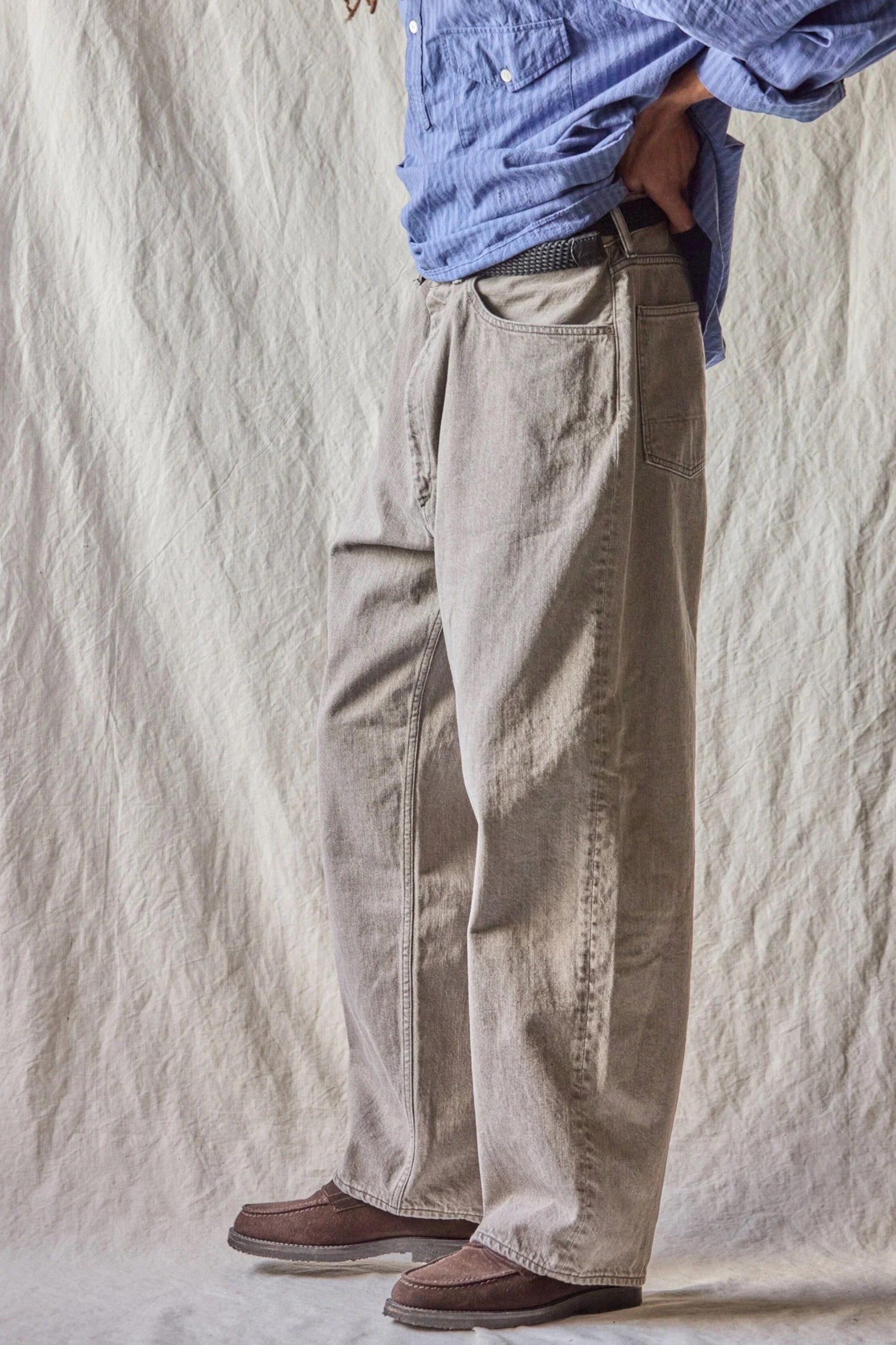 Ends And Means Relaxed Fit 5 Pockets Denim Washed Moca | Jean Coton 12oz Made in Japan | Edgar Bdx