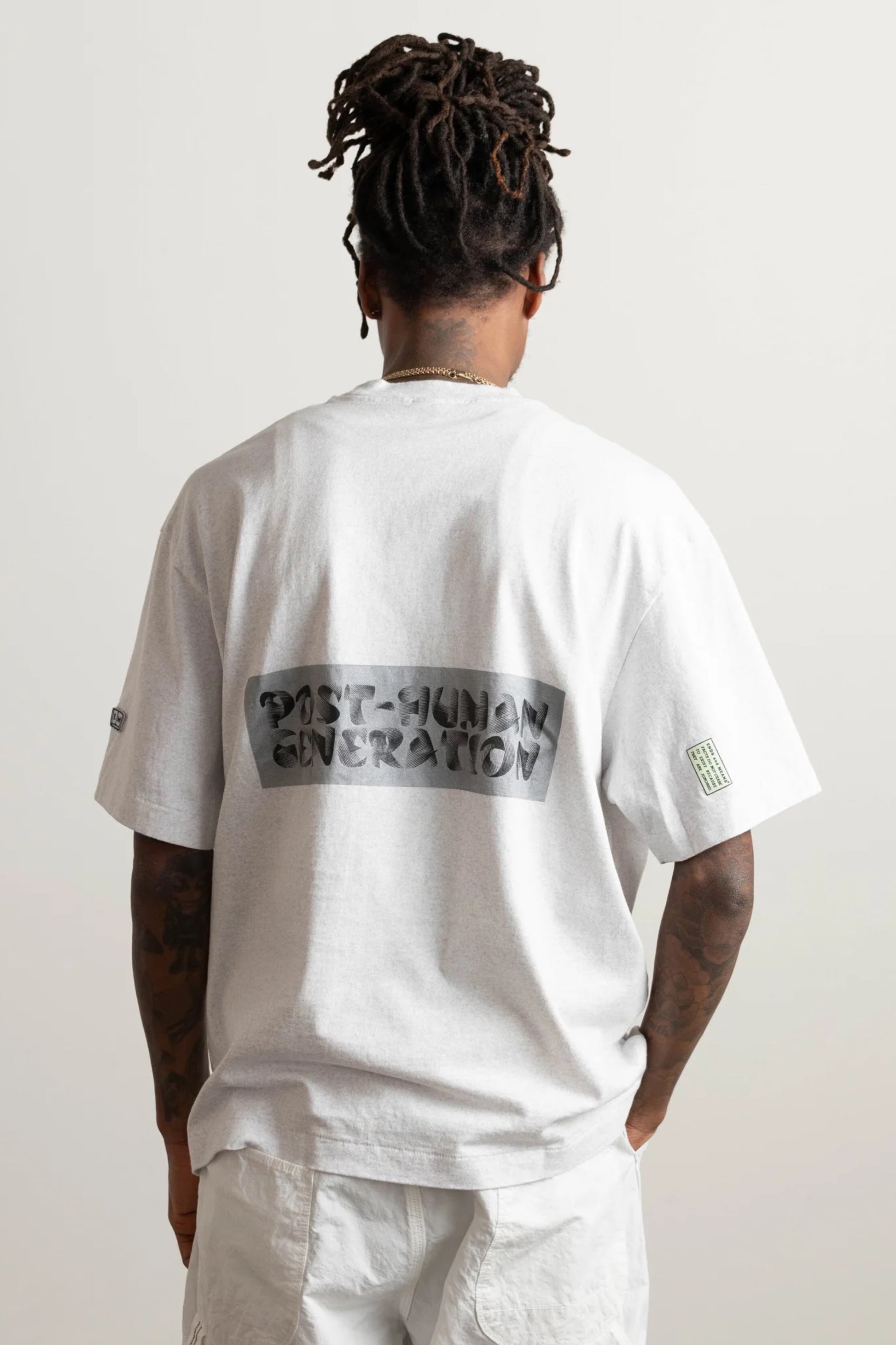 Ends And Means UOD Tee Oatmeal | T-Shirt Broderie Phosphorescente Imprimé Réfléchissant | Edgar Bdx