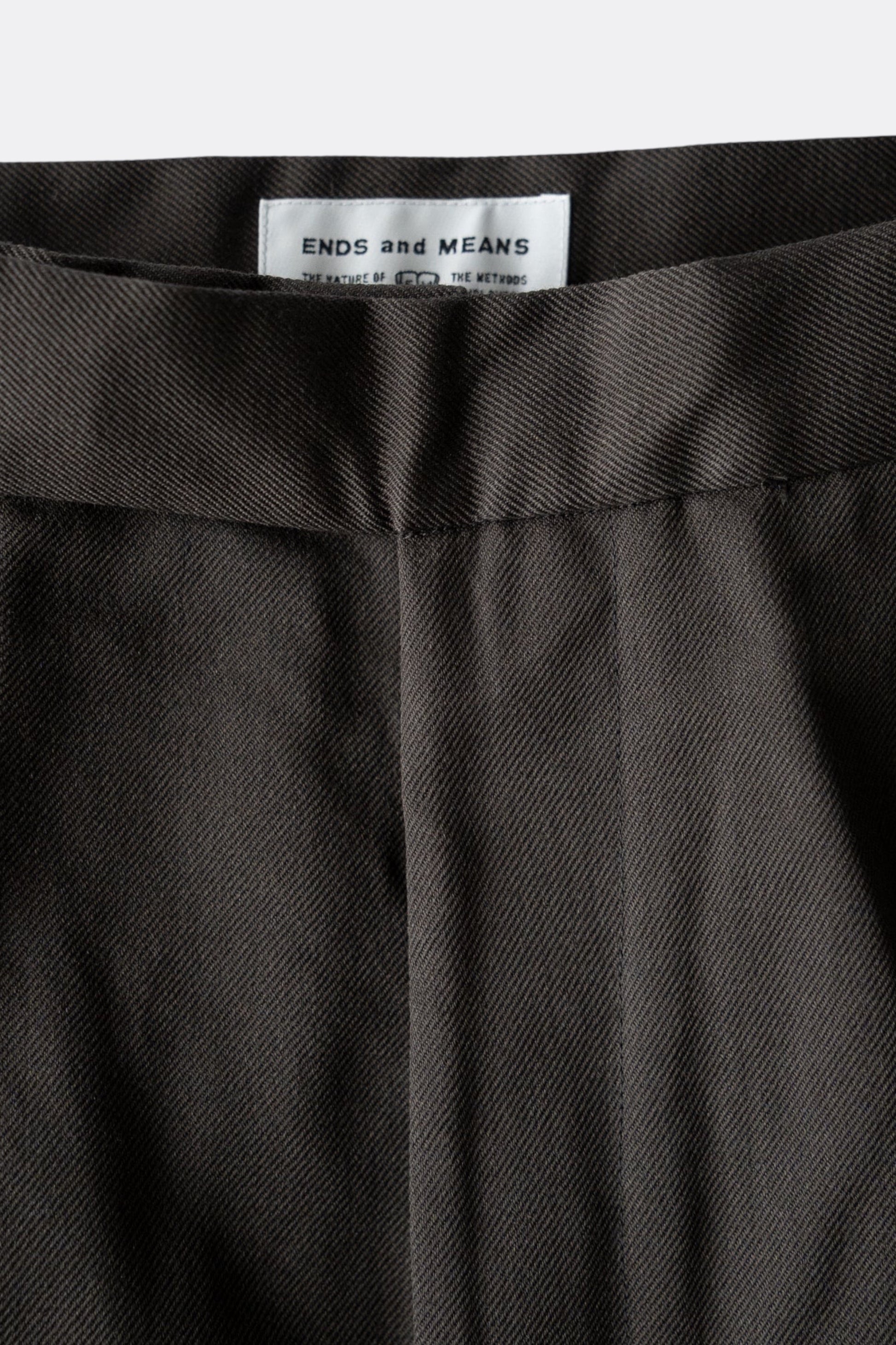 Ends And Means - Wool Easy Trad Trousers (Dark Brown)