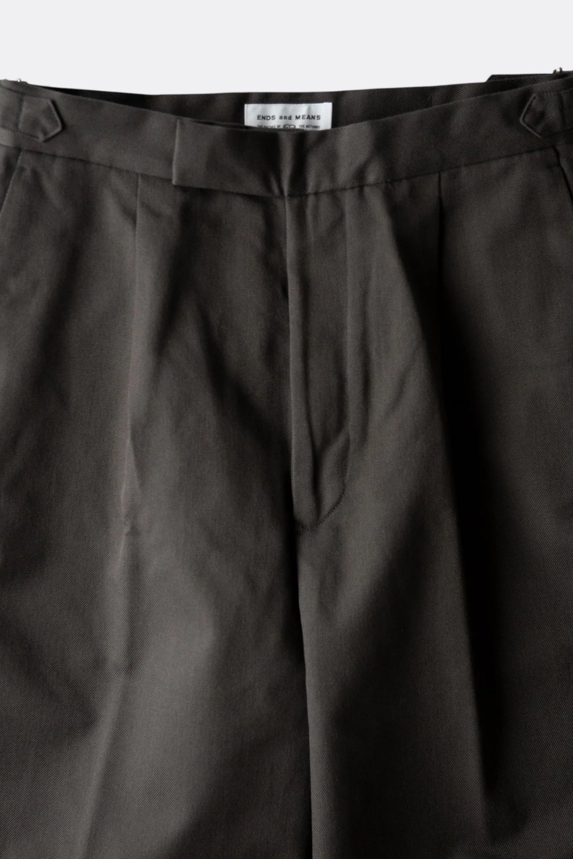 Ends And Means - Wool Easy Trad Trousers (Dark Brown)