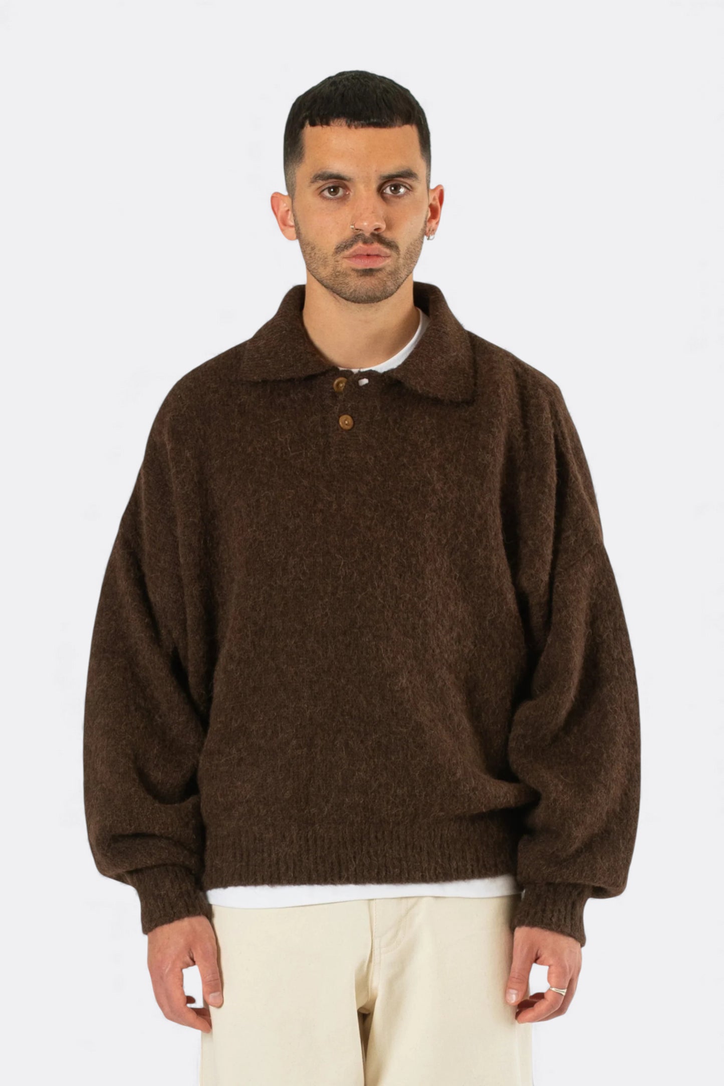 Estudio Niksen - Alpaca Polo Sweater (Brown)