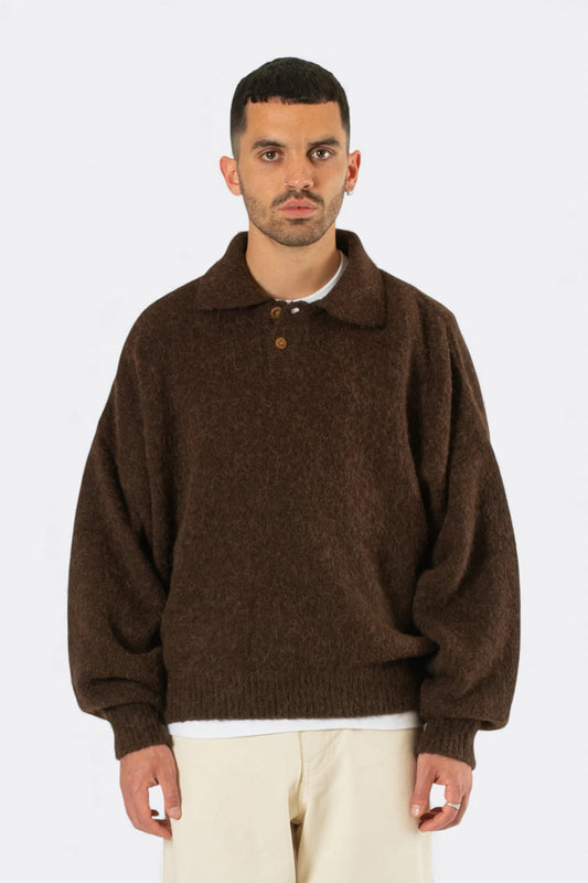 Estudio Niksen - Alpaca Polo Sweater (Brown)