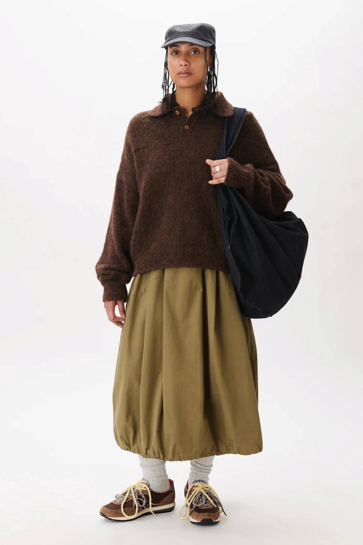 ESTUDIO NIKSEN Alpaca Polo Sweater Brown | Pull Alpaga | Edgar Bdx