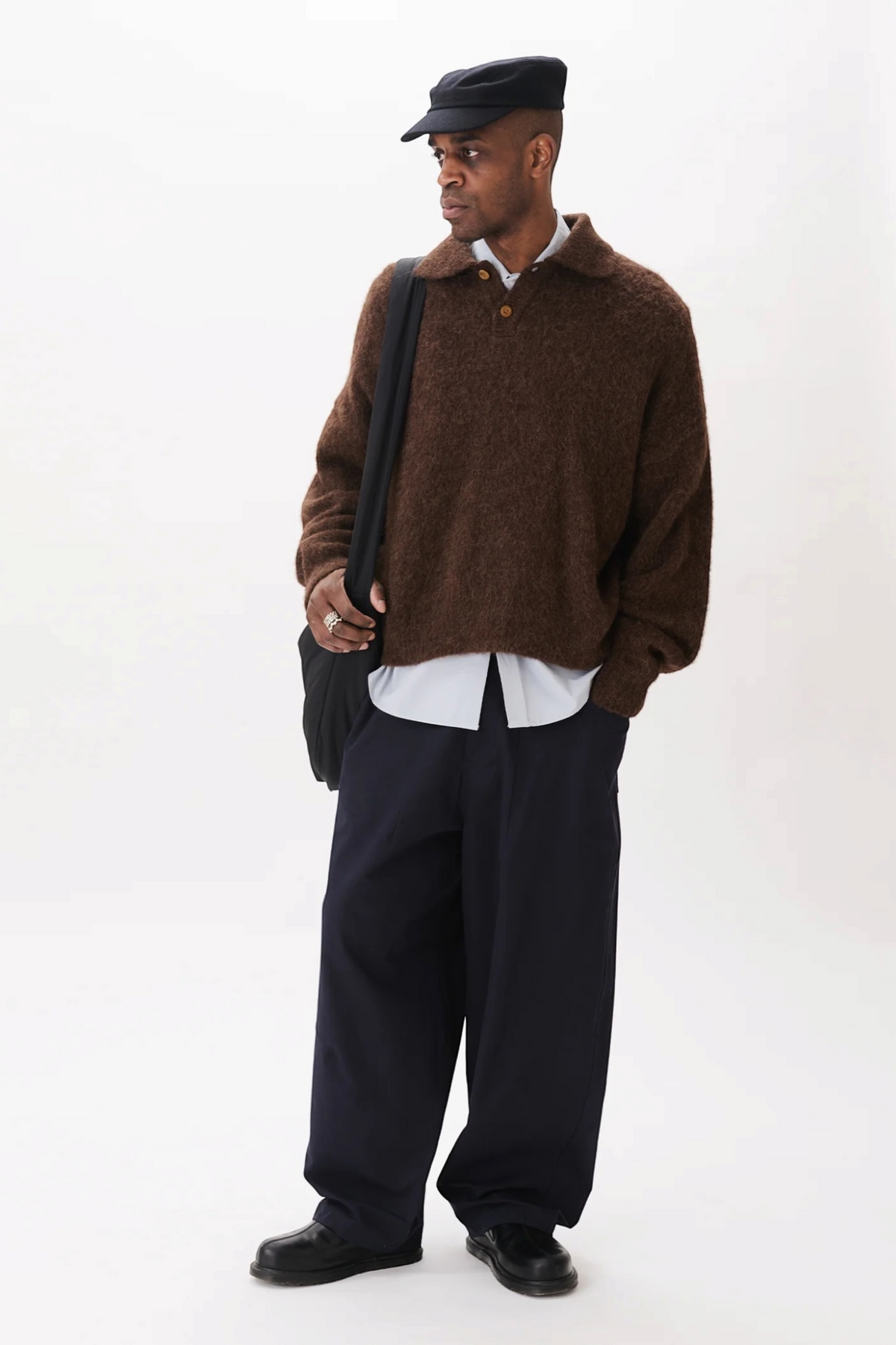 ESTUDIO NIKSEN Alpaca Polo Sweater Brown | Pull Alpaga | Edgar Bdx