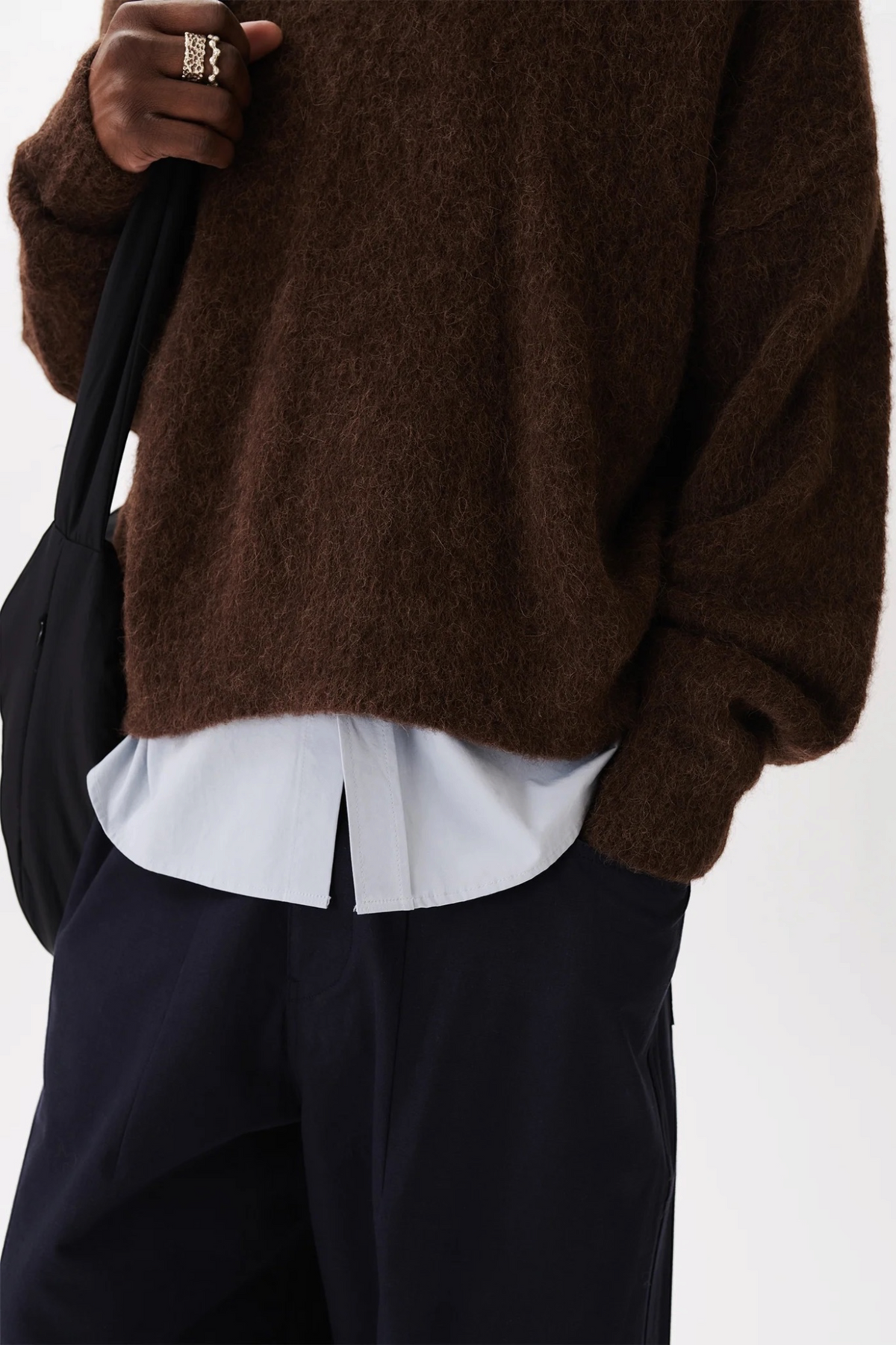 ESTUDIO NIKSEN Alpaca Polo Sweater Brown | Pull Alpaga | Edgar Bdx