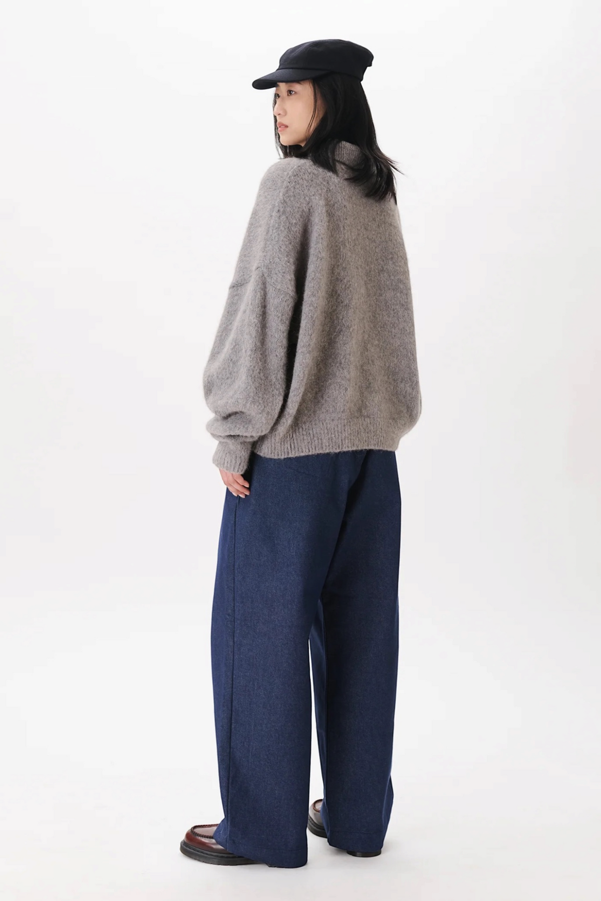 ESTUDIO NIKSEN Alpaca Polo Sweater Grey | Pull Alpaga | Edgar Bdx
