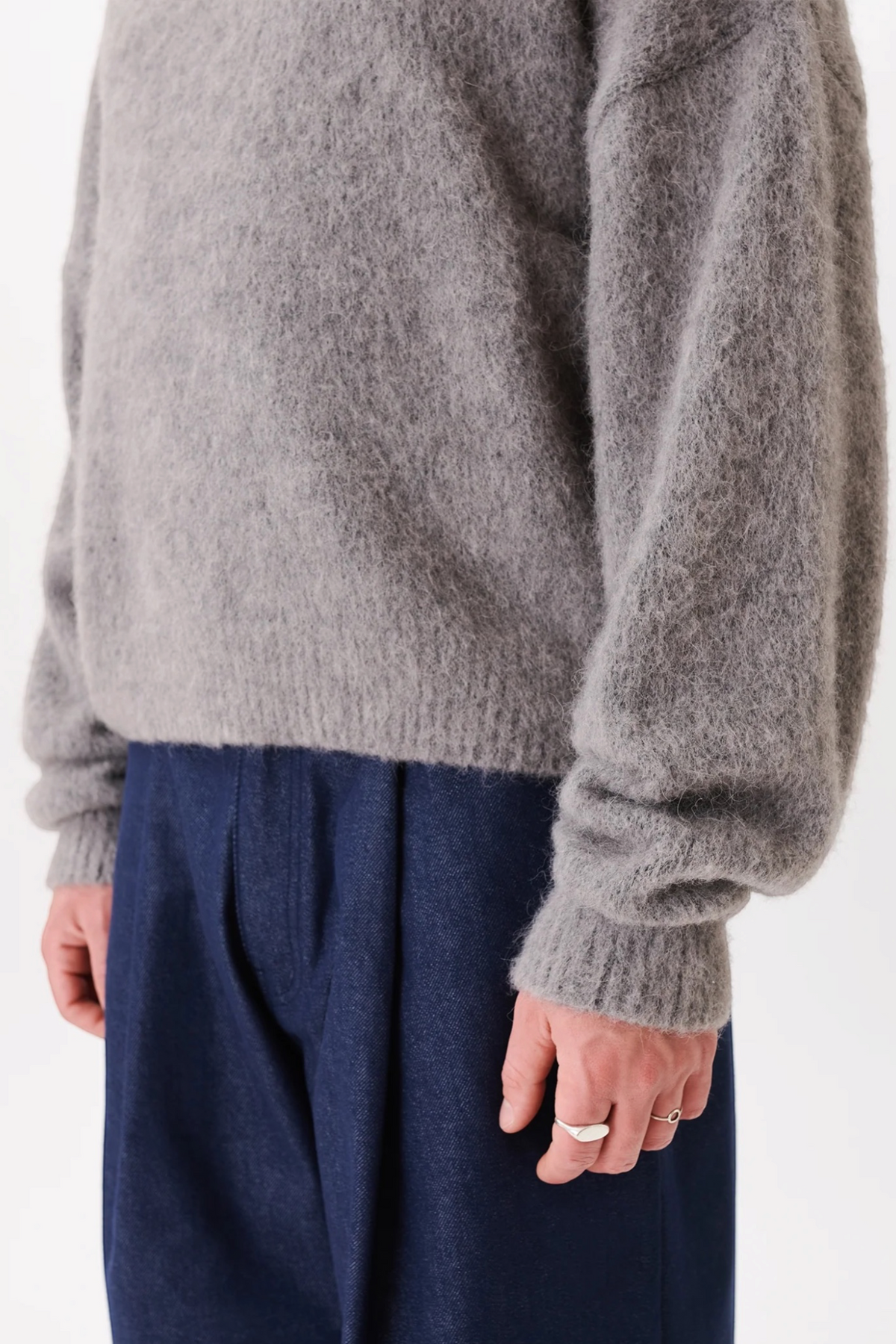 ESTUDIO NIKSEN Alpaca Polo Sweater Grey | Pull Alpaga | Edgar Bdx