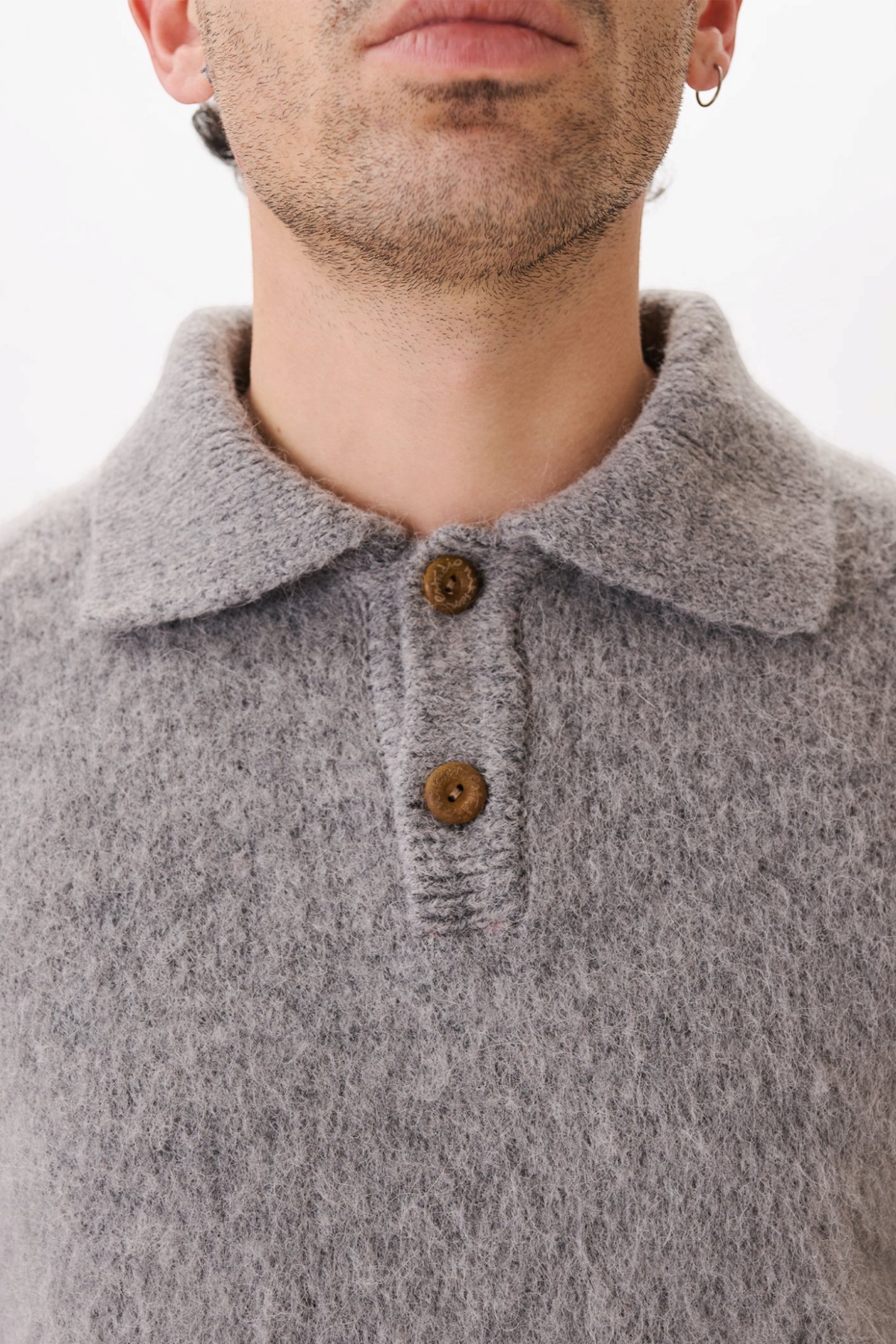 ESTUDIO NIKSEN Alpaca Polo Sweater Grey | Pull Alpaga | Edgar Bdx