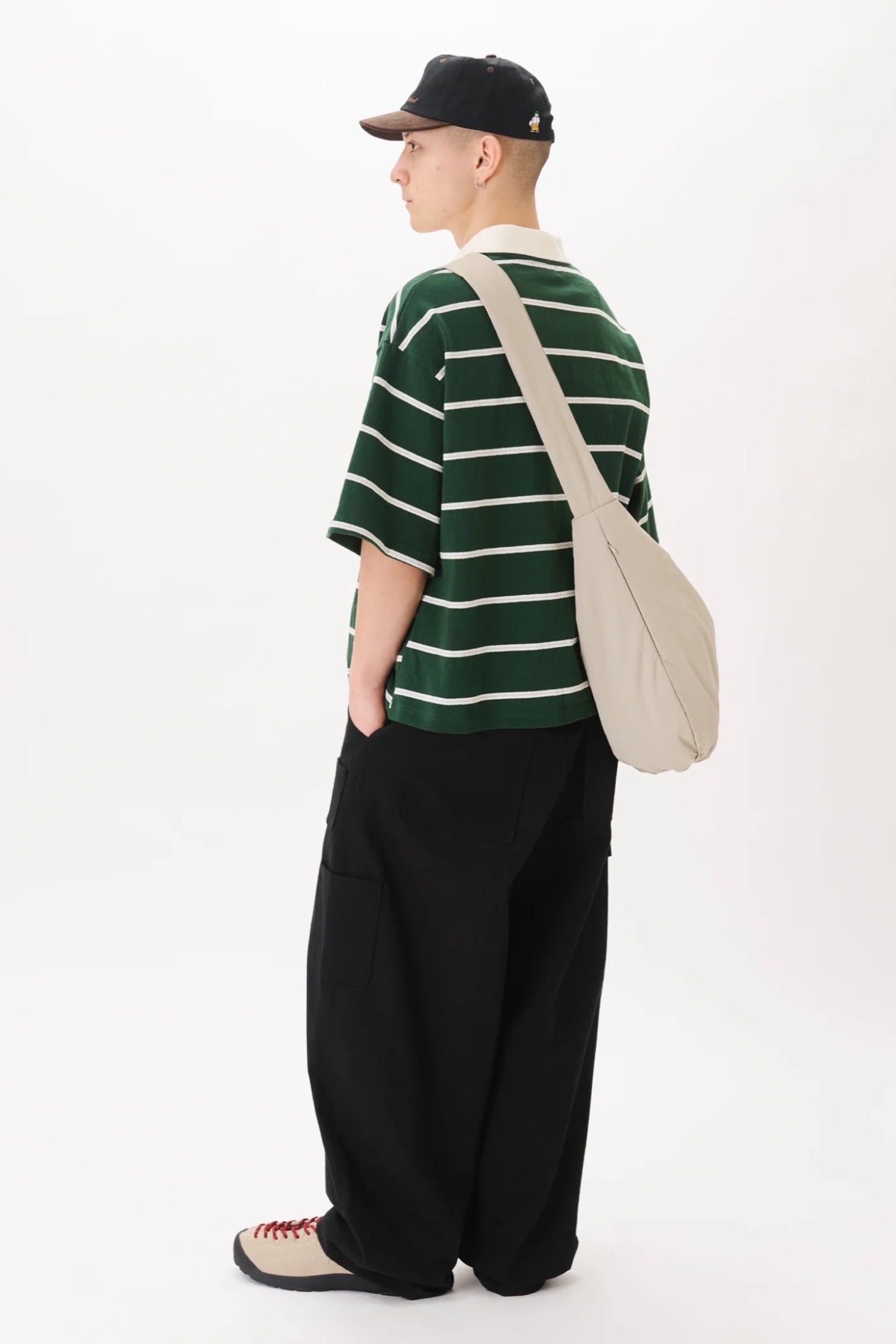 Estudio Niksen Boxy Jersey Polo Green | Polo Coton Col Contrasté Corée | Edgar Bdx