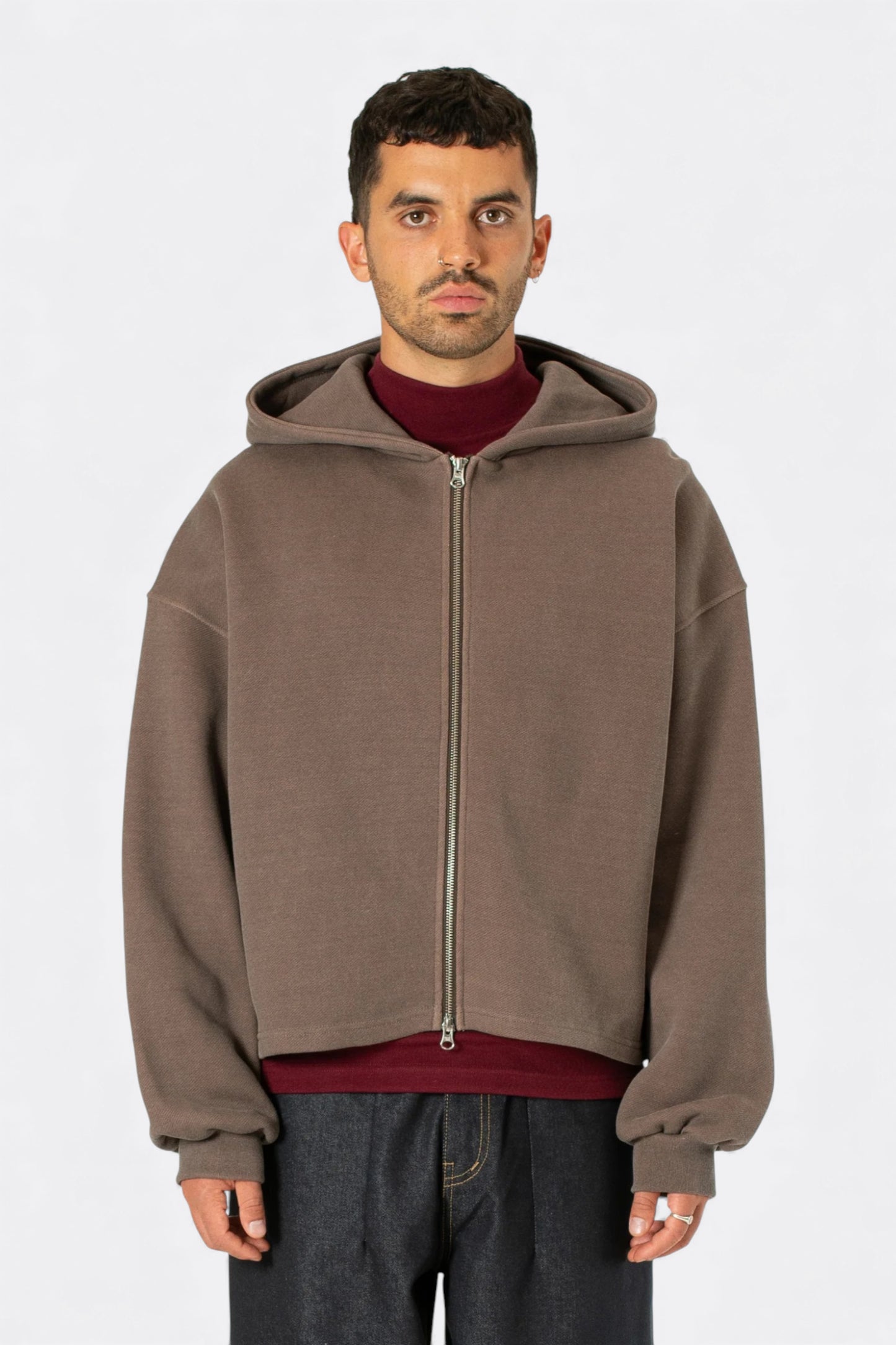 Estudio Niksen - Boxy Zip-up Hoodie (Brown)