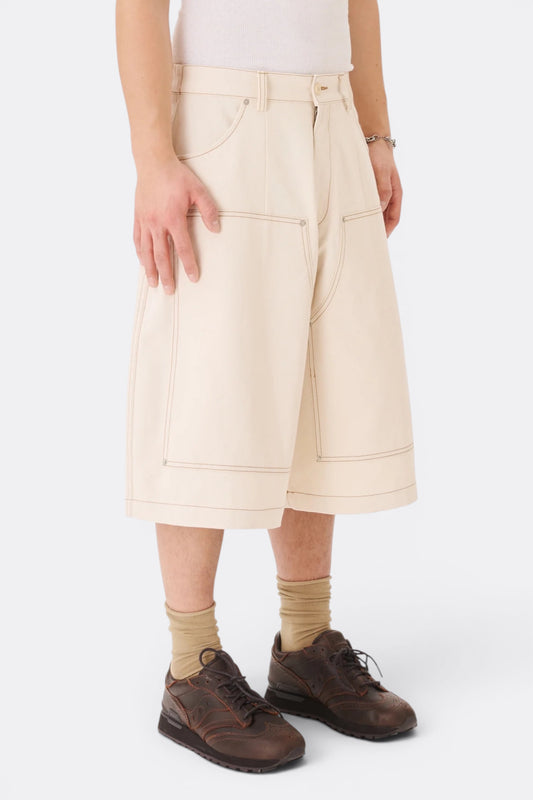 Estudio Niksen Carpenter Wide Short Ivory | Short Denim Coton Corée | Edgar Bdx