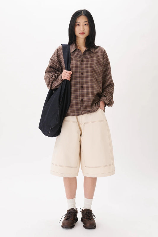 Estudio Niksen Carpenter Wide Short Ivory | Short Denim Coton Corée | Edgar Bdx