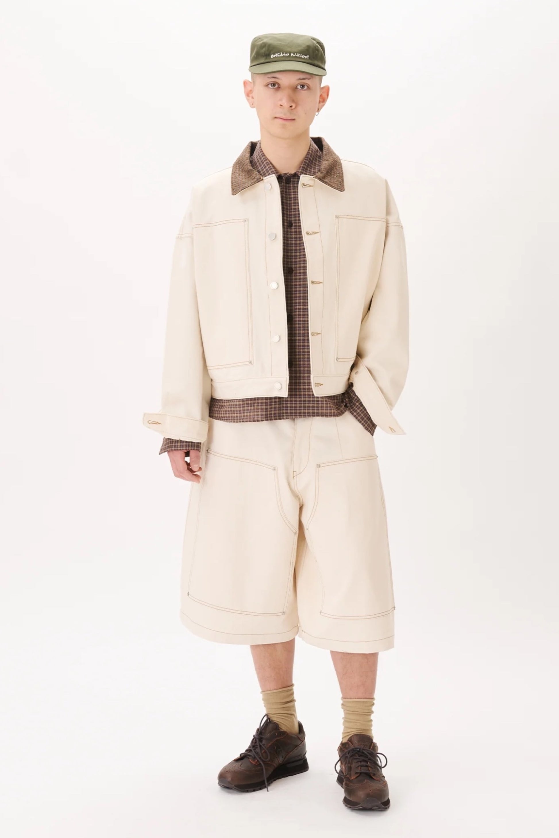 Estudio Niksen Carpenter Wide Short Ivory | Short Denim Coton Corée | Edgar Bdx