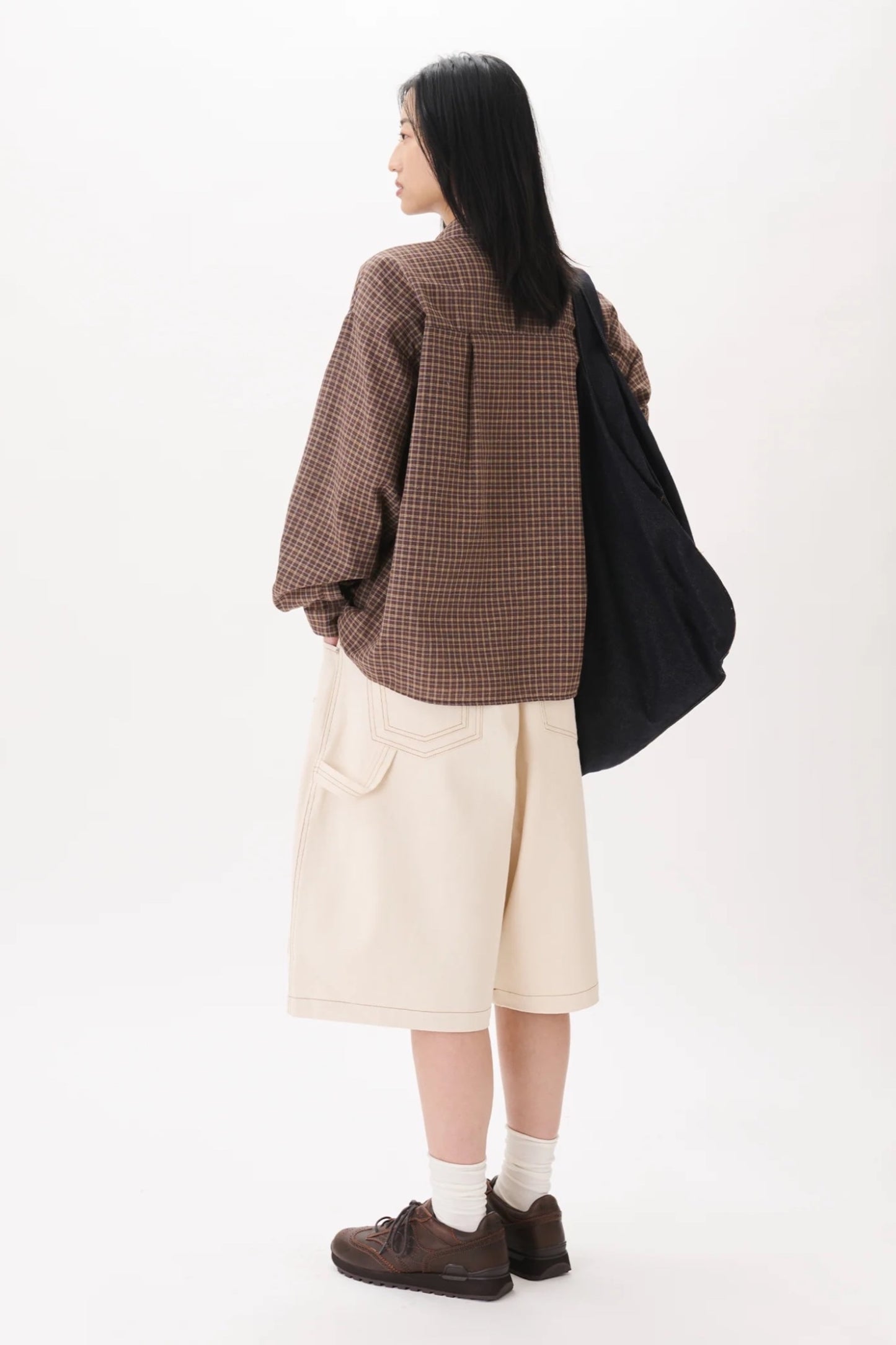Estudio Niksen Carpenter Wide Short Ivory | Short Denim Coton Corée | Edgar Bdx