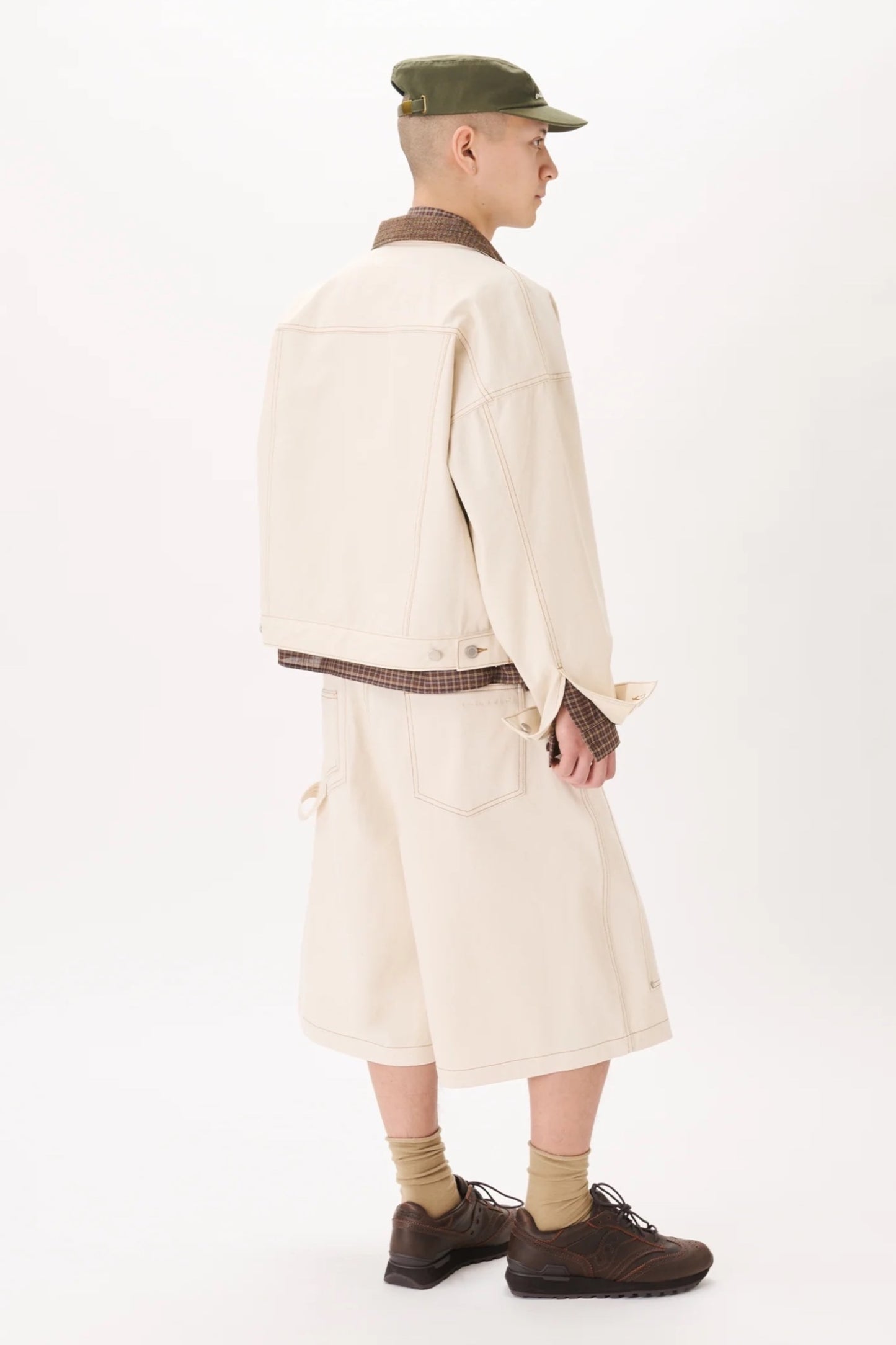 Estudio Niksen Carpenter Wide Short Ivory | Short Denim Coton Corée | Edgar Bdx