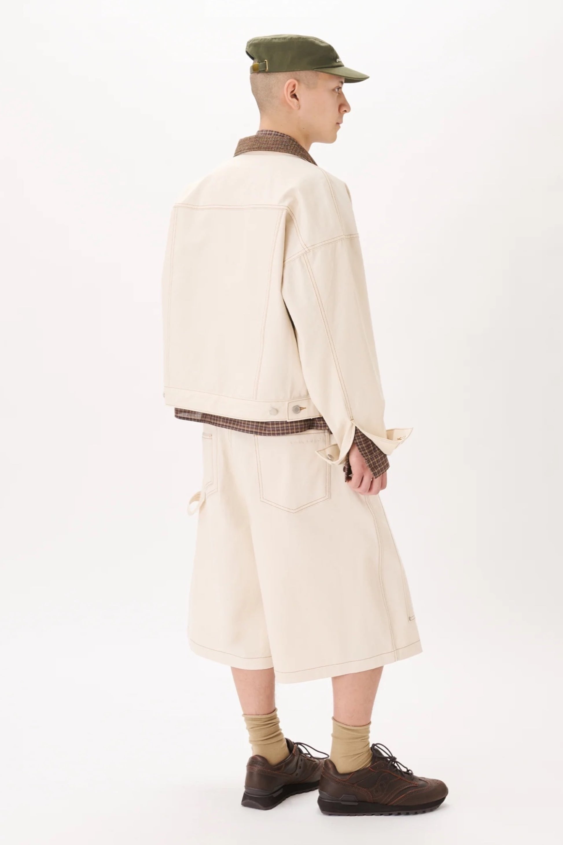 Estudio Niksen Carpenter Wide Short Ivory | Short Denim Coton Corée | Edgar Bdx