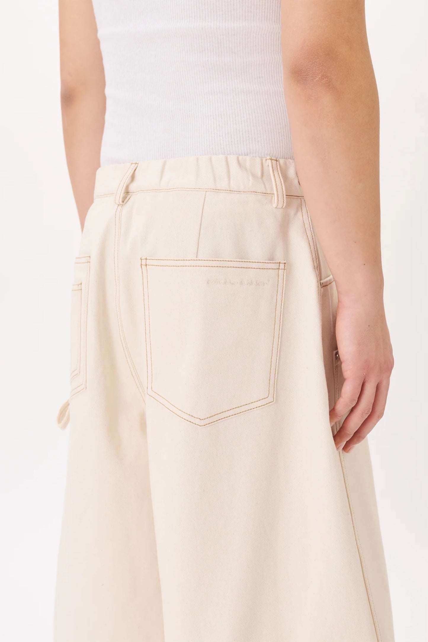 Estudio Niksen Carpenter Wide Short Ivory | Short Denim Coton Corée | Edgar Bdx