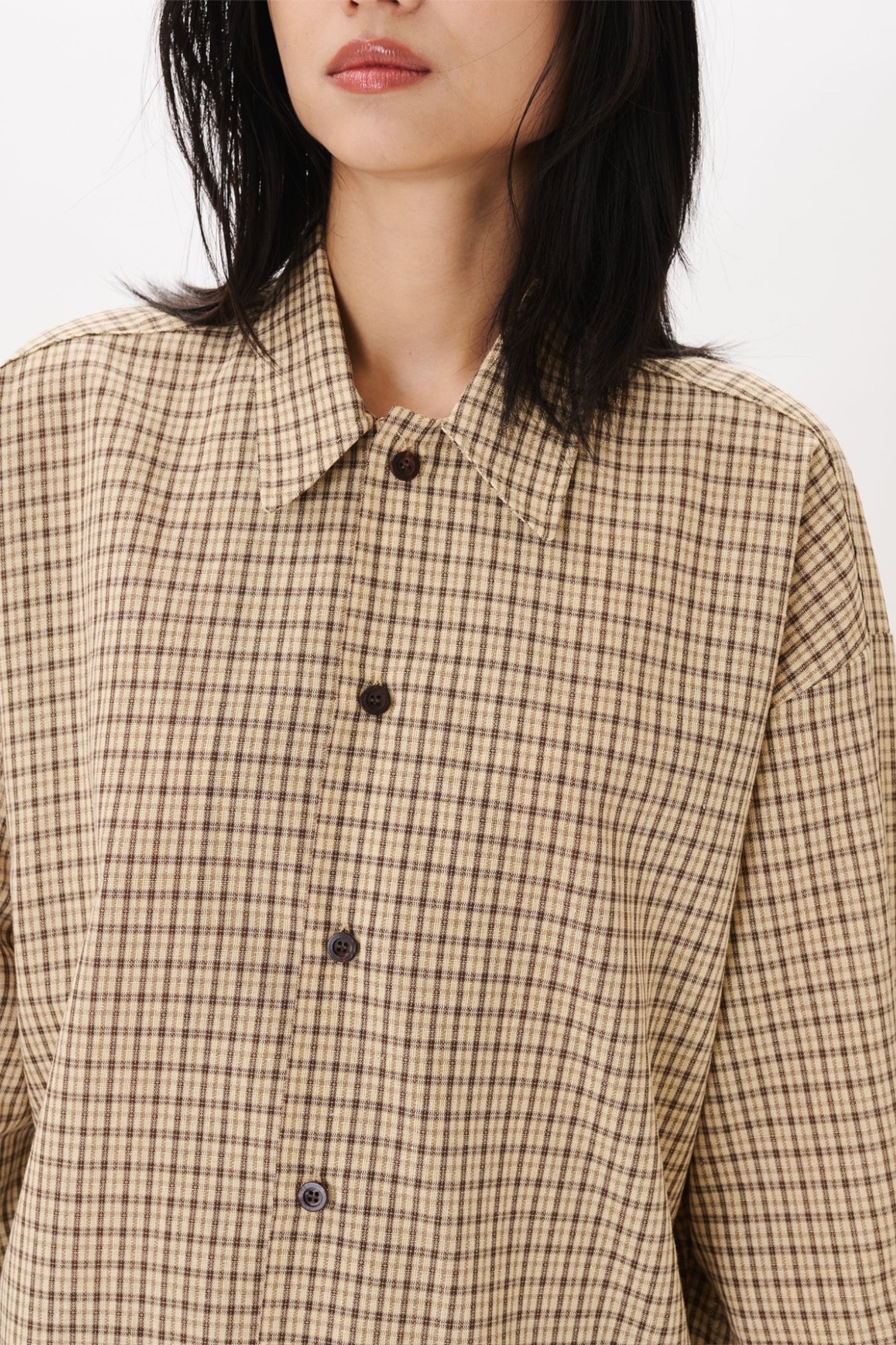 Estudio Niksen Checkered Boxy Shirt Cream | Chemise Coton Unisexe Corée | Edgar Bdx