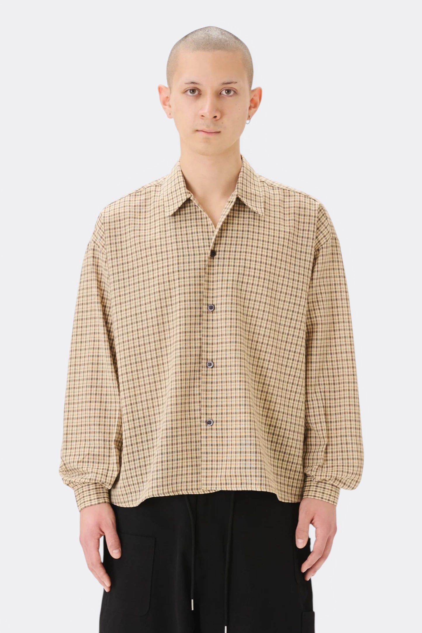Estudio Niksen Checkered Boxy Shirt Cream | Chemise Coton Unisexe Corée | Edgar Bdx