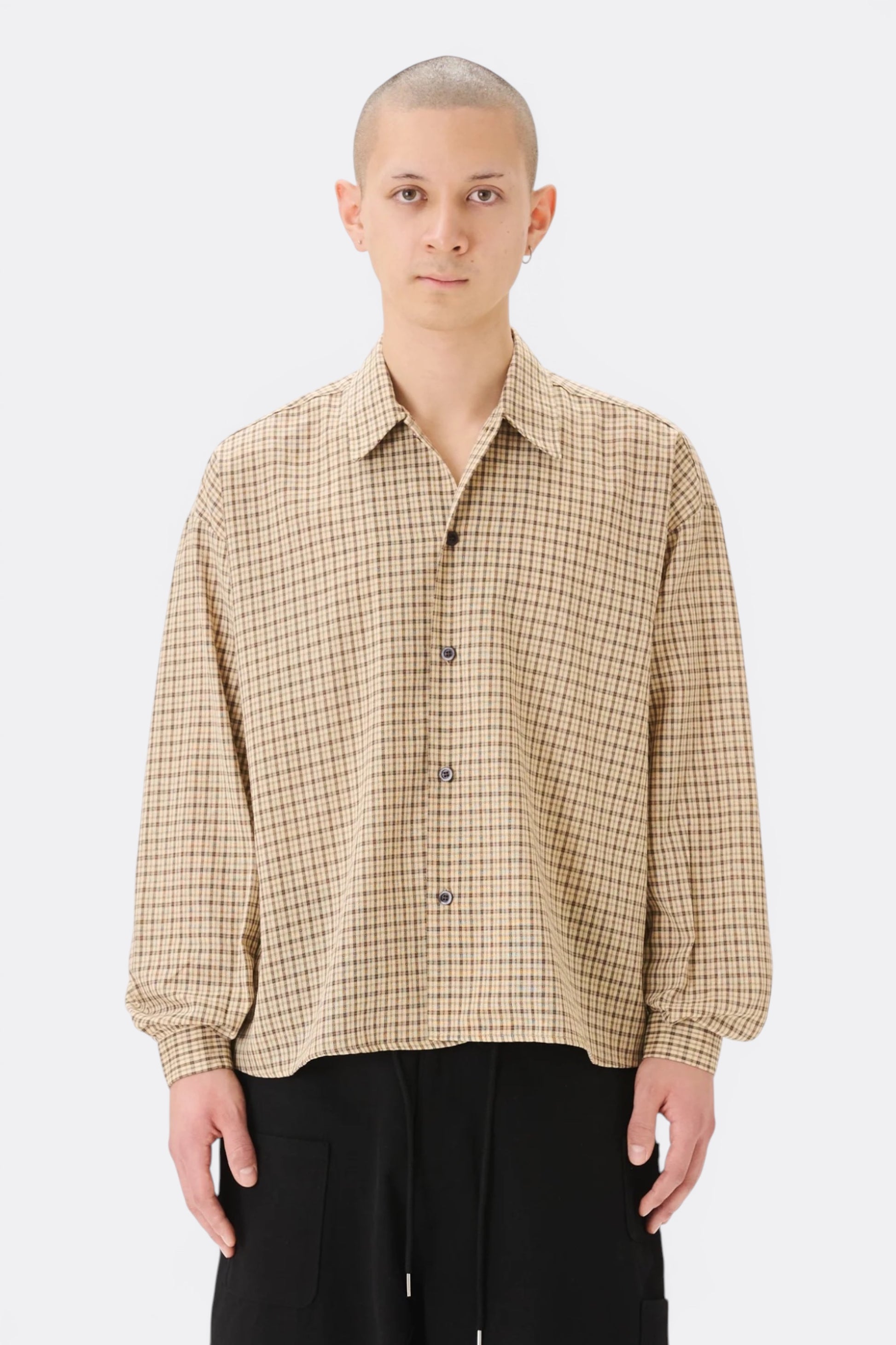 Estudio Niksen Checkered Boxy Shirt Cream | Chemise Coton Unisexe Corée | Edgar Bdx