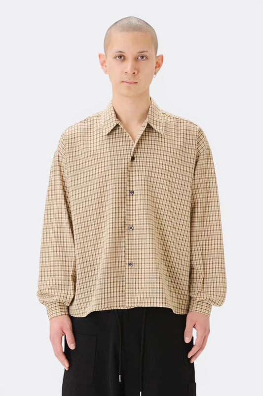 Estudio Niksen Checkered Boxy Shirt Cream | Chemise Coton Unisexe Corée | Edgar Bdx