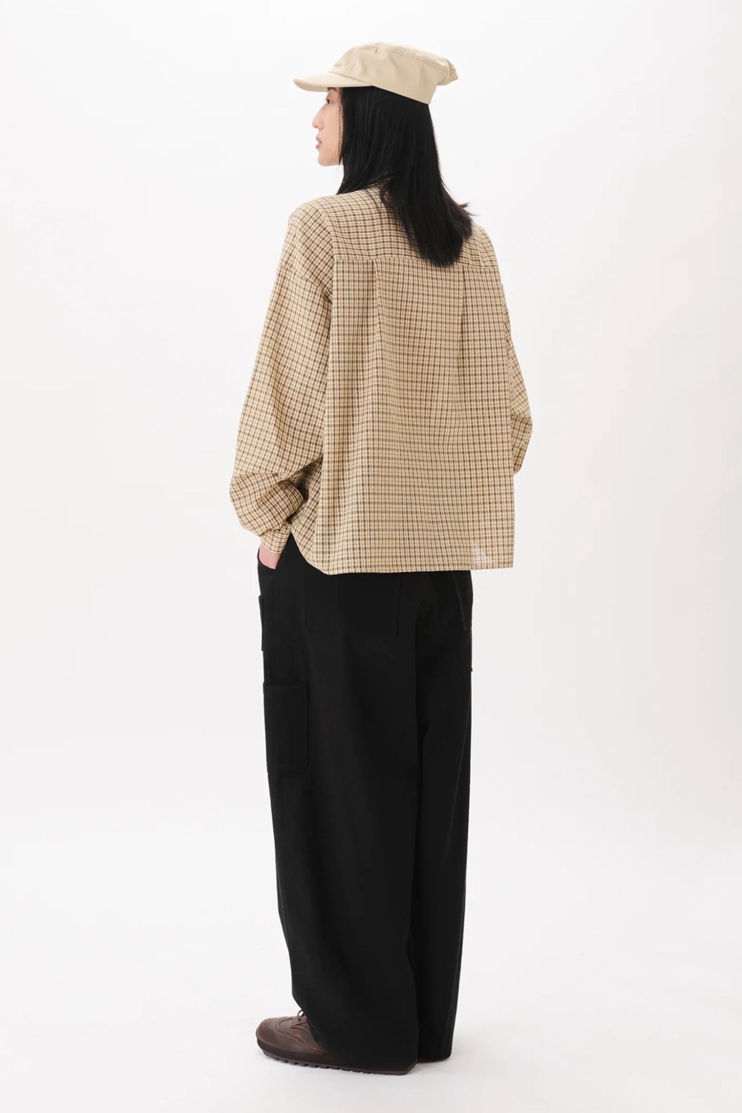 Estudio Niksen Checkered Boxy Shirt Cream | Chemise Coton Unisexe Corée | Edgar Bdx