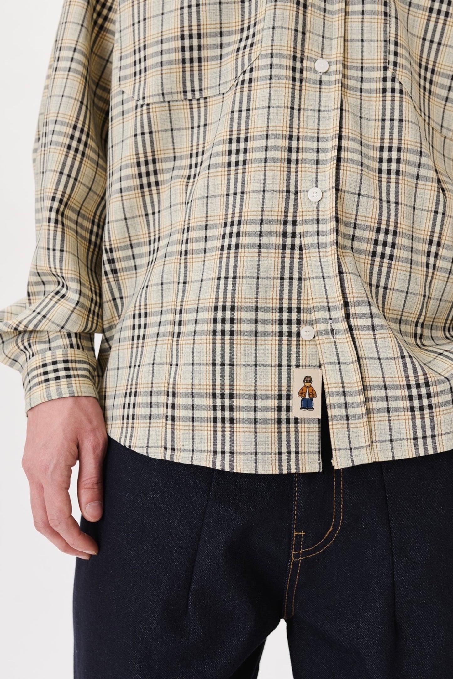 Estudio Niksen Dart Oxford Shirt Checkered Taupe | Chemise Oxford Carreaux Oversize Corée | Edgar Bdx