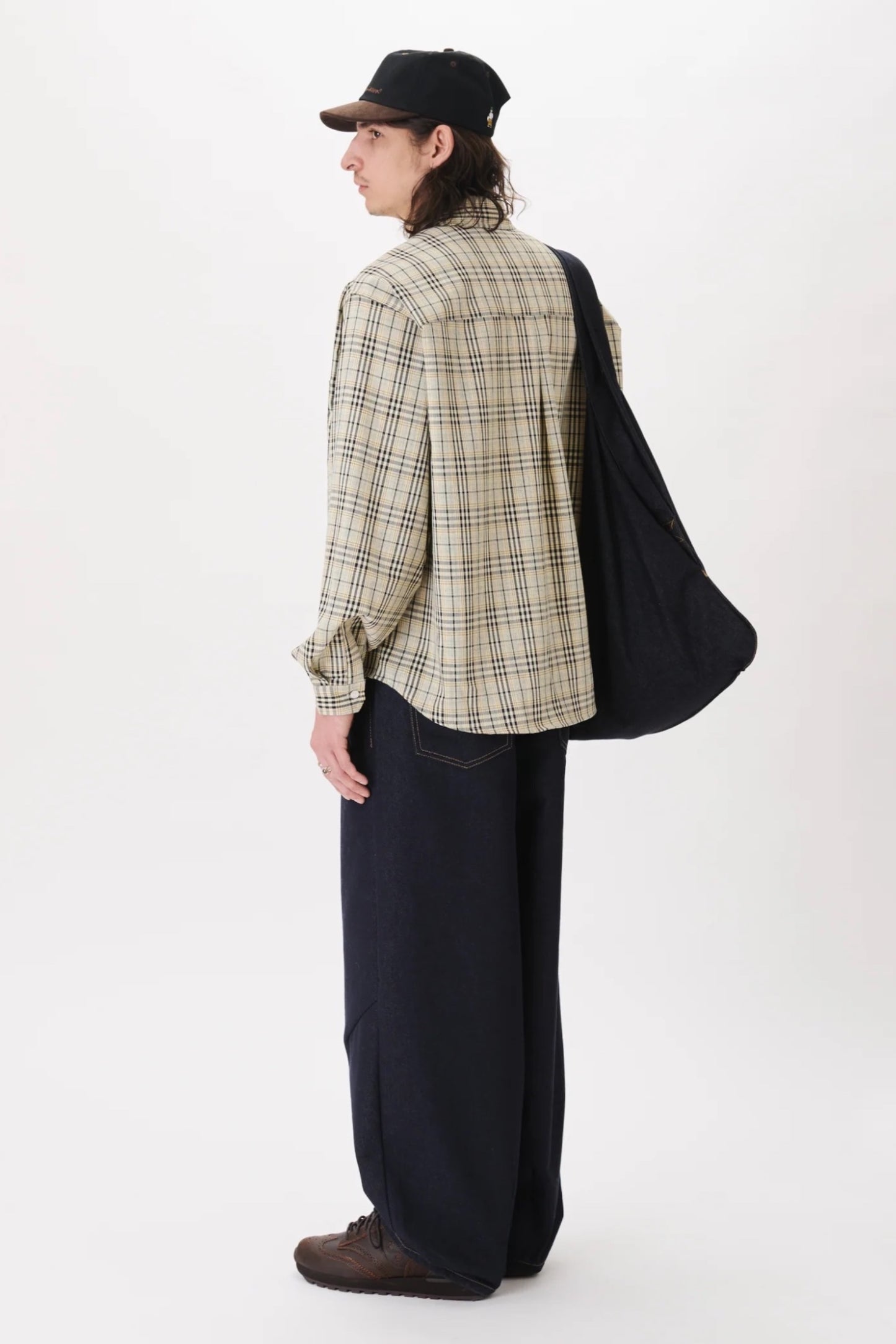 Estudio Niksen Dart Oxford Shirt Checkered Taupe | Chemise Oxford Carreaux Oversize Corée | Edgar Bdx