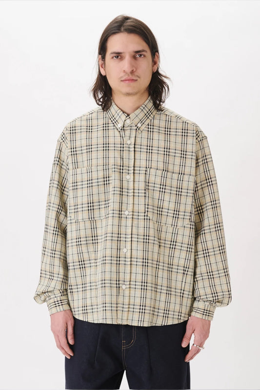 Estudio Niksen Dart Oxford Shirt Checkered Taupe | Chemise Oxford Carreaux Oversize Corée | Edgar Bdx