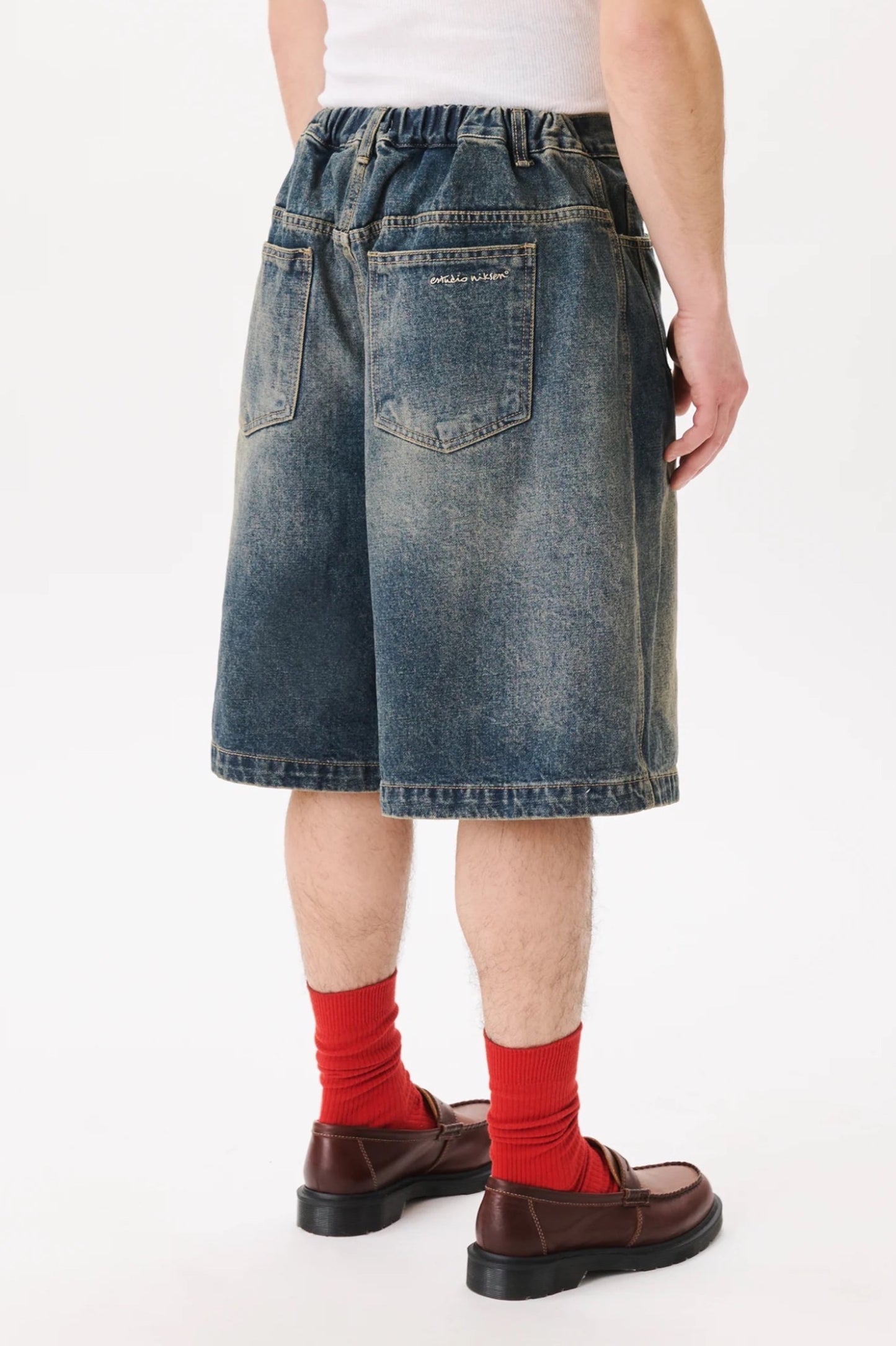 Estudio Niksen Half-Dart Denim Short Dark Blue | Short Denim Coton Corée | Edgar Bdx